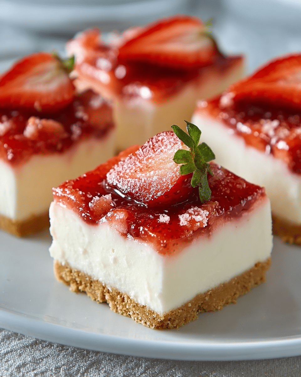 No-Bake Strawberry Cheesecake Bars