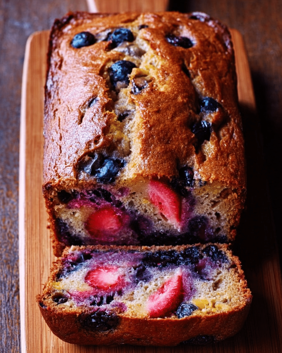 Strawberry Banana Blueberry Bread