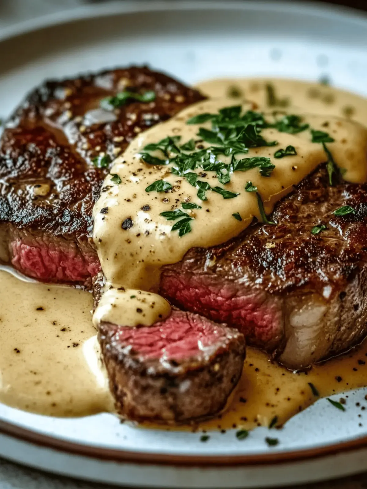 Savor Juicy Steak with Creamy Garlic Sauce Tonight! 4 Juicy Steak with Creamy Garlic Sauce