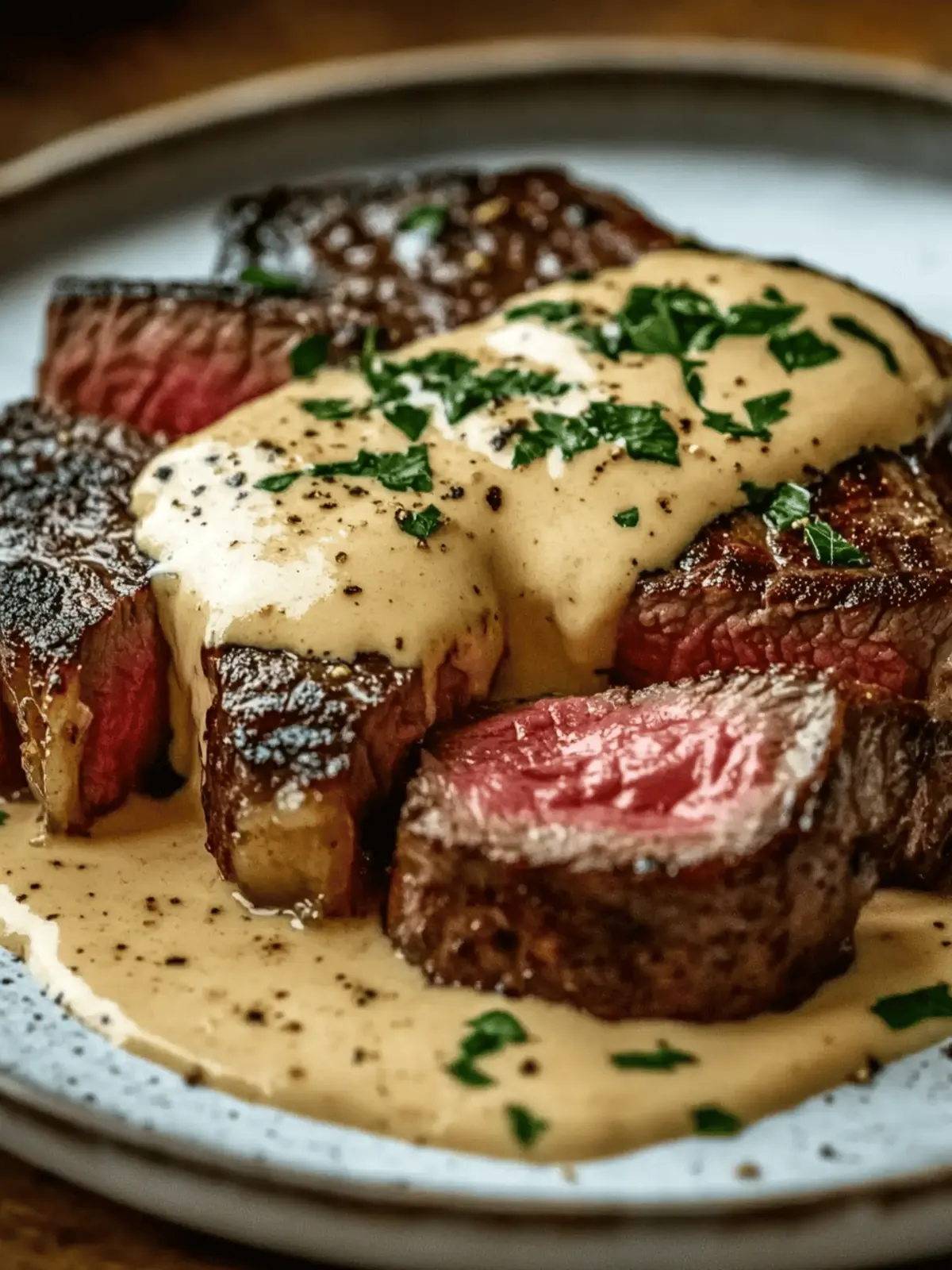 Savor Juicy Steak with Creamy Garlic Sauce Tonight! 2 Juicy Steak with Creamy Garlic Sauce