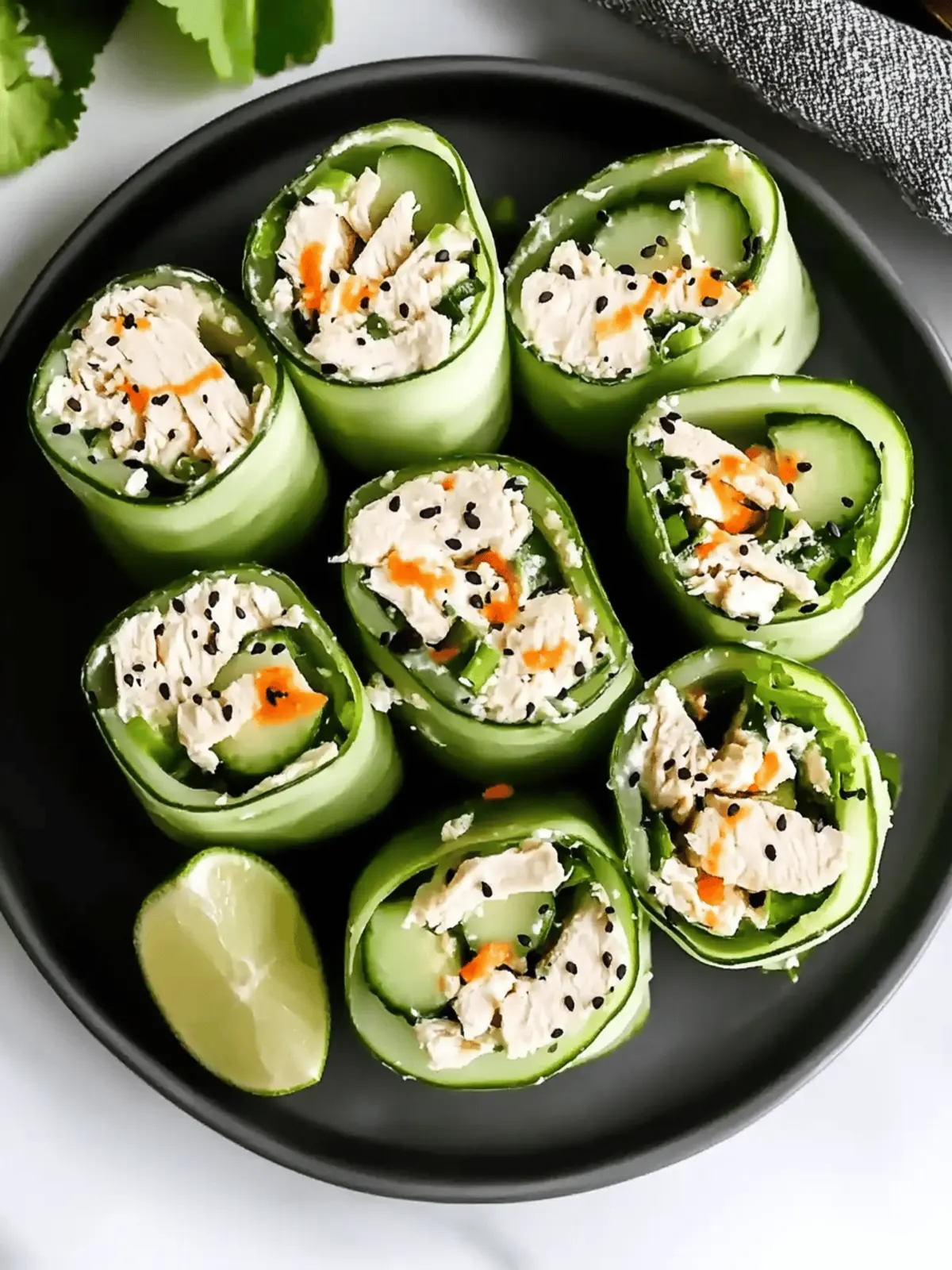 Zesty Chicken Salad Cucumber Roll-Ups for a Fresh Twist 4 Chicken Salad Cucumber Roll Ups