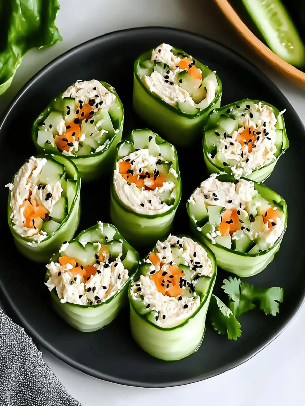Zesty Chicken Salad Cucumber Roll-Ups for a Fresh Twist 5 Chicken Salad Cucumber Roll Ups