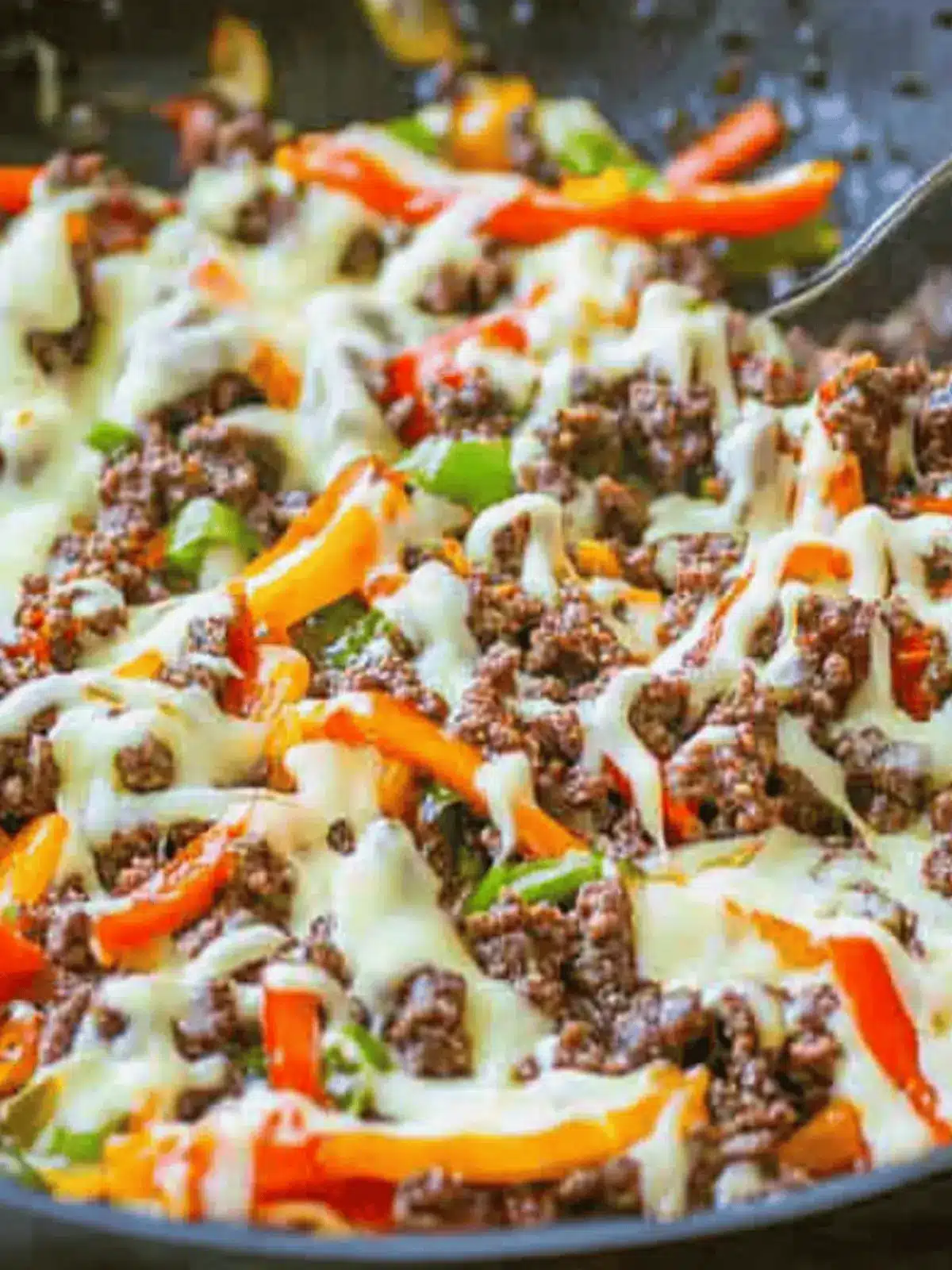 Keto Low Carb Cheesesteak Ground Beef Skillet in 30 Minutes 2 Low Carb Cheesesteak Ground Beef