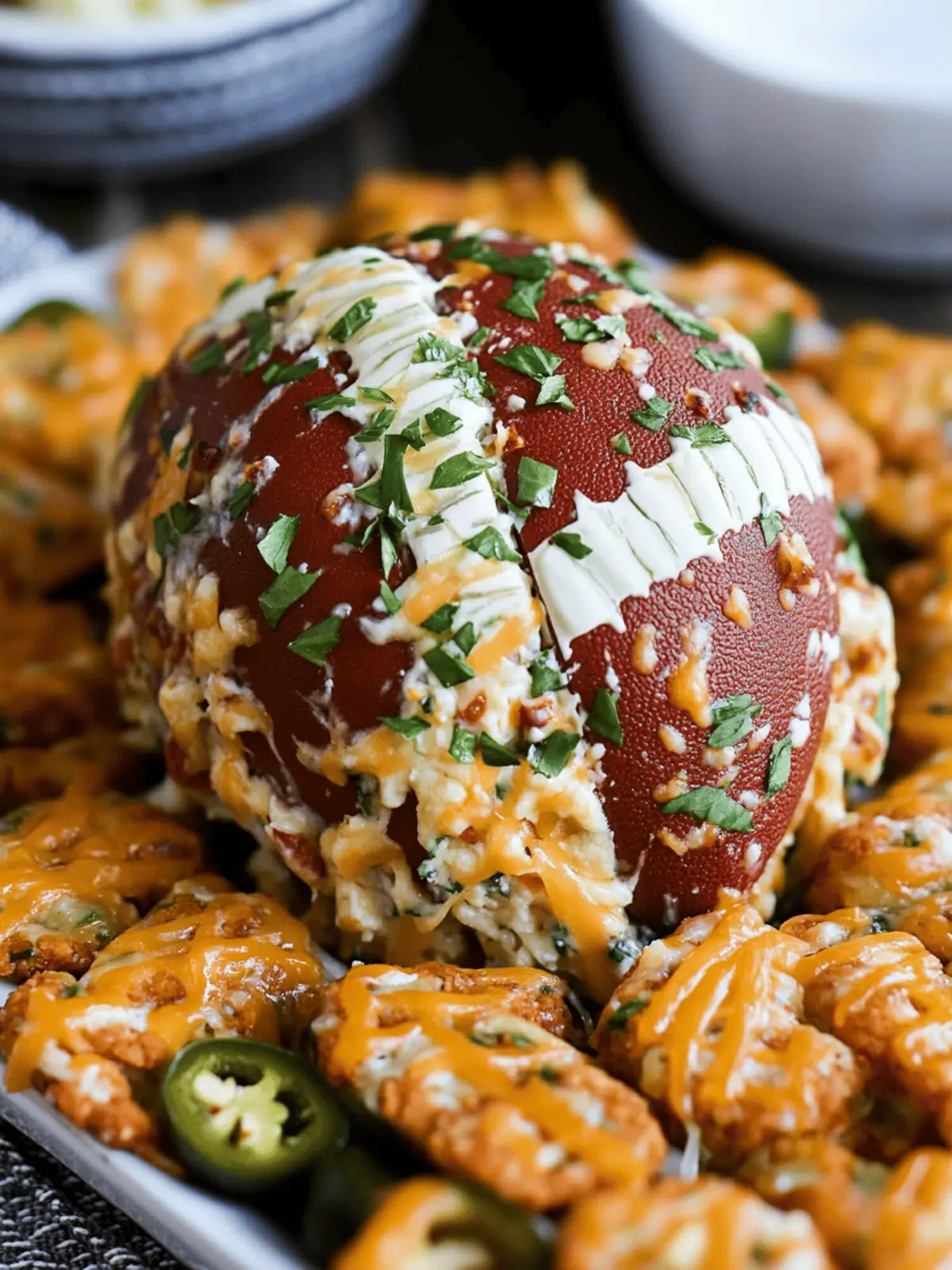 Jalapeño Popper Football Cheese Ball - Game Day Bliss 3 Jalapeño Popper Football Cheese Ball