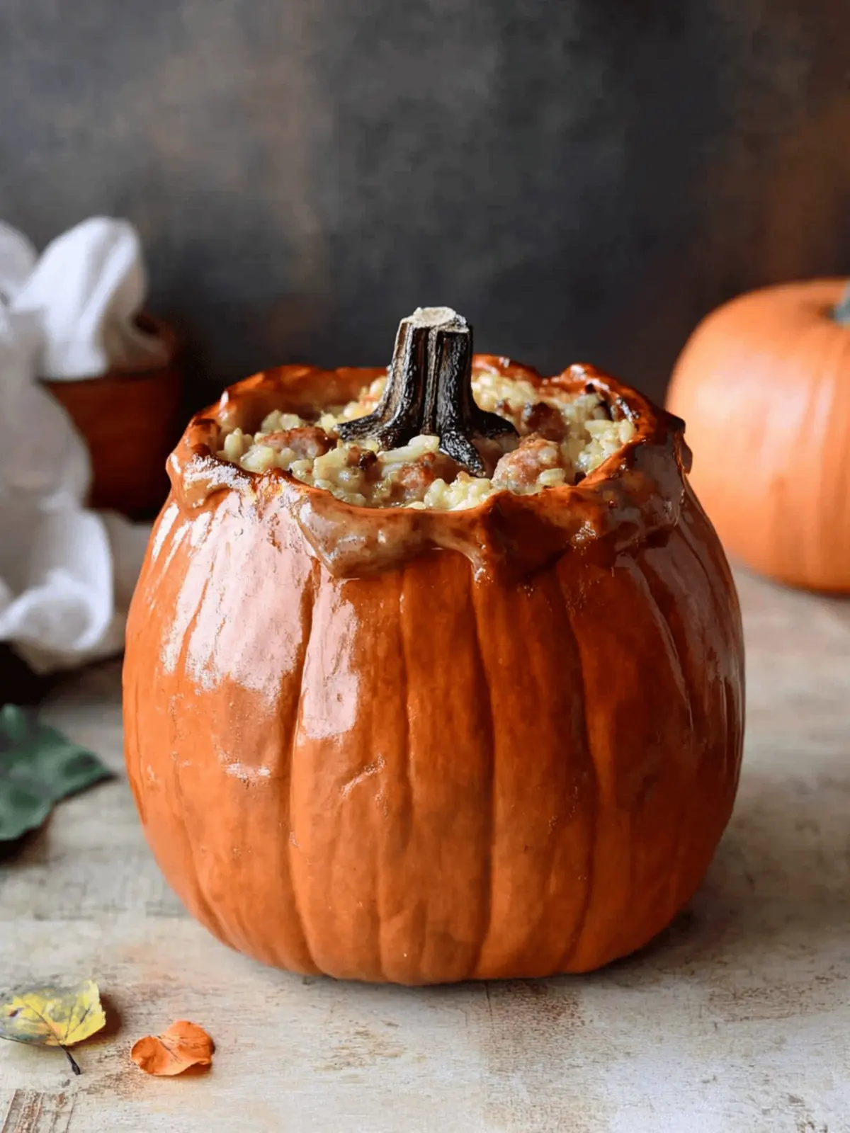 Savory Stuffed Pumpkin Recipe: Creamy Sausage & Rice Delight 3 Savory Stuffed Pumpkin Recipe- A Creamy Sausage & Rice Dinner in a Pumpkin