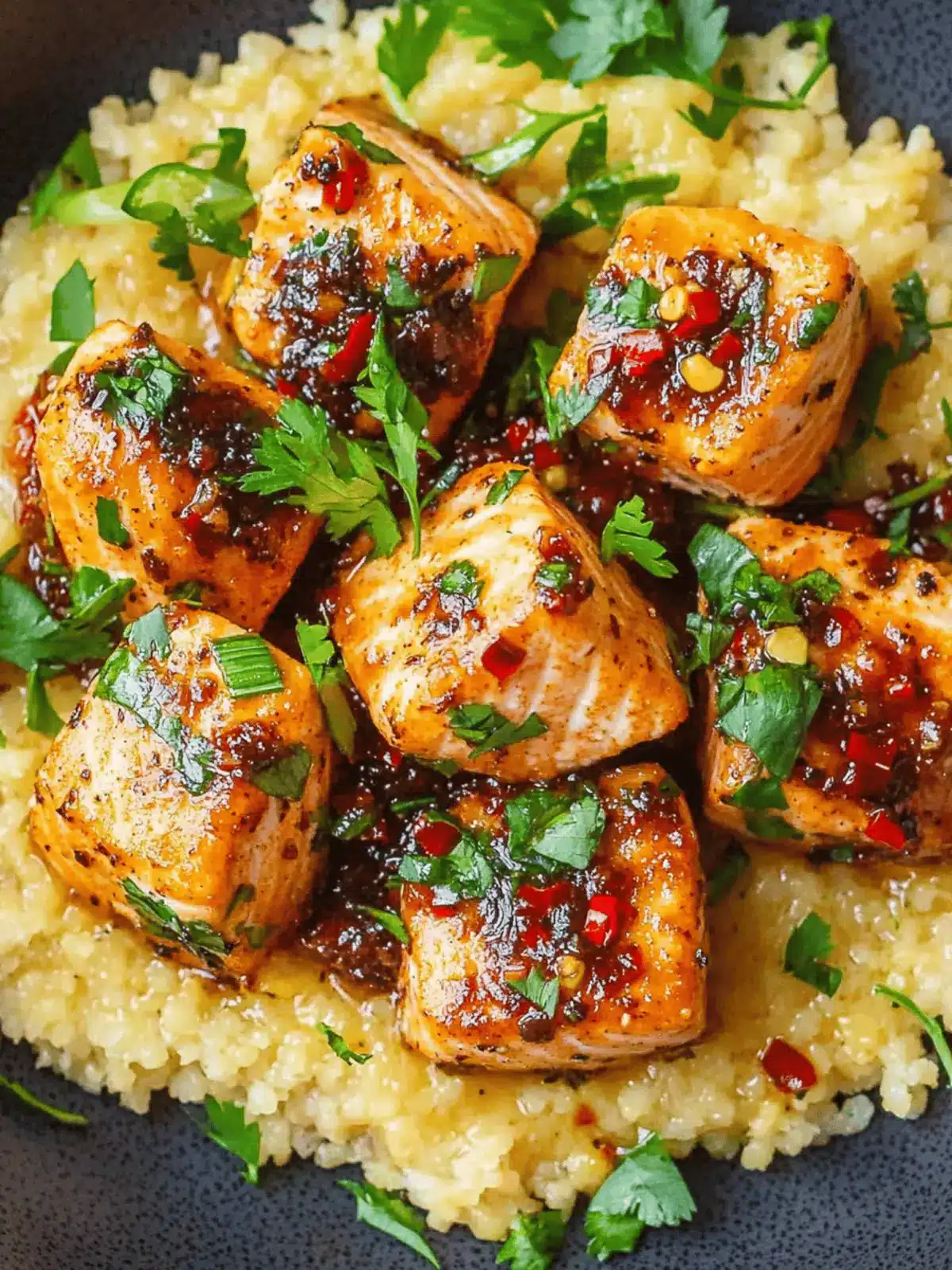 Savor Salmon Bites With Spicy Chili Crisp Sauce Tonight 3 Salmon Bites With Spicy Chili Crisp Sauce