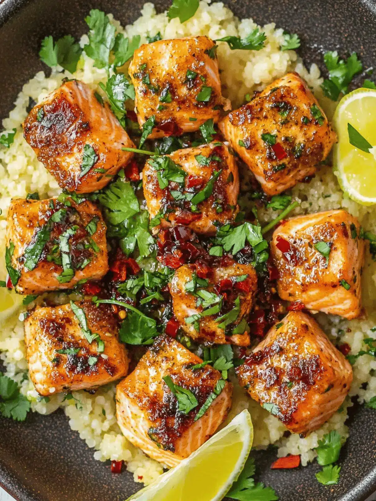 Savor Salmon Bites With Spicy Chili Crisp Sauce Tonight 4 Salmon Bites With Spicy Chili Crisp Sauce
