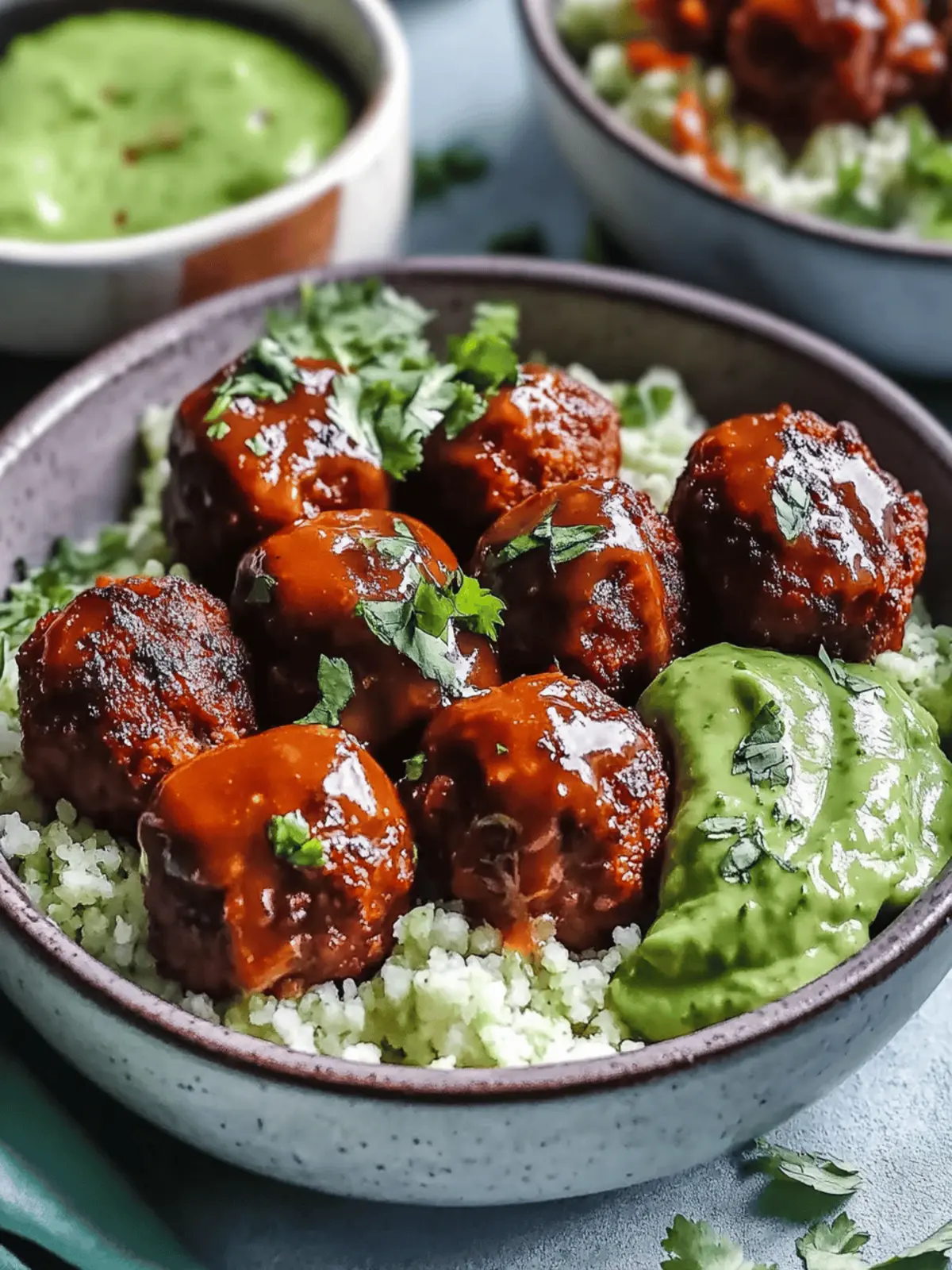 Barbecue Meatball Bowls with Avocado Goddess Sauce Delight 5 Barbecue Meatball Bowls with Avocado Goddess Sauce