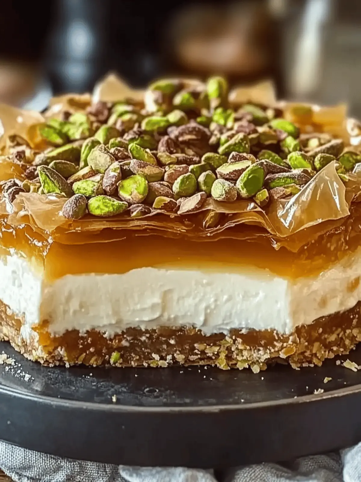 Honey Pistachio Baklava Cheesecake: A Dreamy Dessert Delight 5 Honey Pistachio Baklava Cheesecake