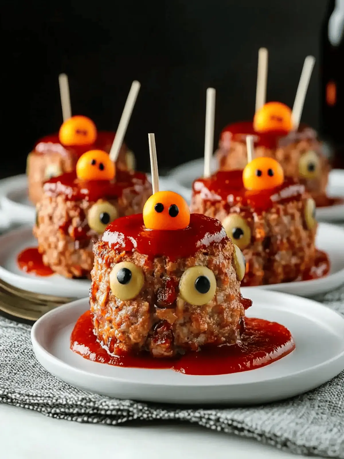 Mini Monster Meatloaf Halloween Dinner Recipe for Family Fun 2 Mini Monster Meatloaf Halloween Dinner Recipe