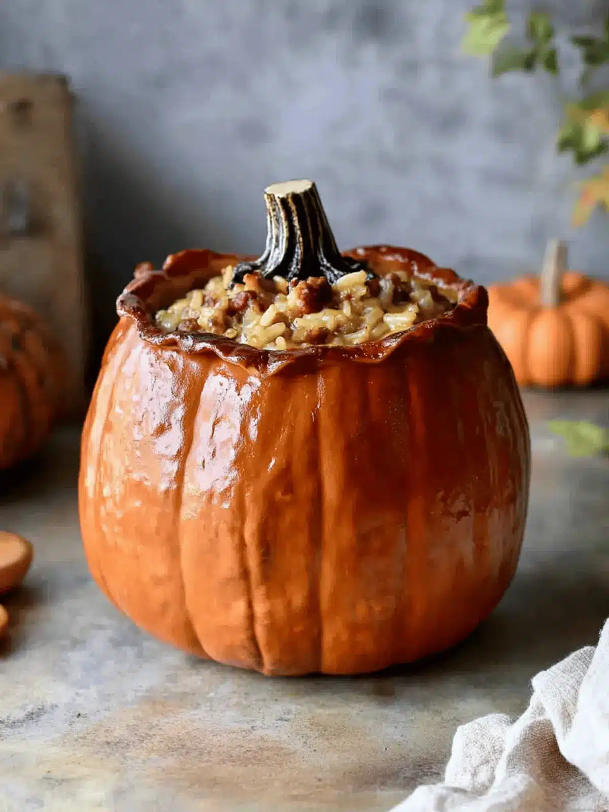 Savory Stuffed Pumpkin Recipe: Creamy Sausage & Rice Delight 4 Savory Stuffed Pumpkin Recipe- A Creamy Sausage & Rice Dinner in a Pumpkin