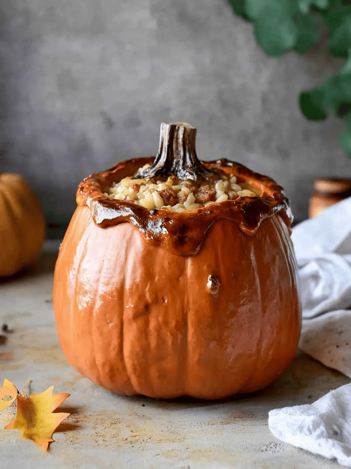 Savory Stuffed Pumpkin Recipe: Creamy Sausage & Rice Delight 5 Savory Stuffed Pumpkin Recipe- A Creamy Sausage & Rice Dinner in a Pumpkin