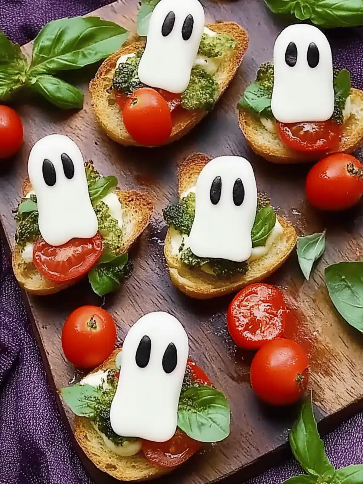Creepy-Cool Caprese Crostini Ghosts for Halloween Fun 2 Caprese Crostini Ghosts