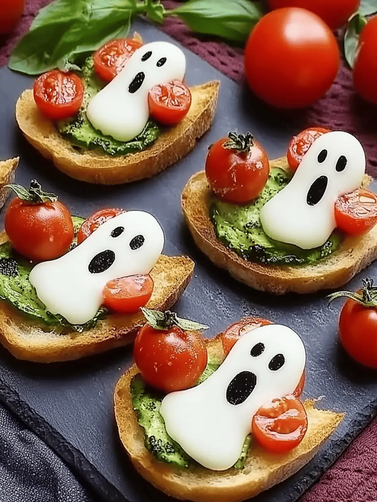Creepy-Cool Caprese Crostini Ghosts for Halloween Fun 3 Caprese Crostini Ghosts