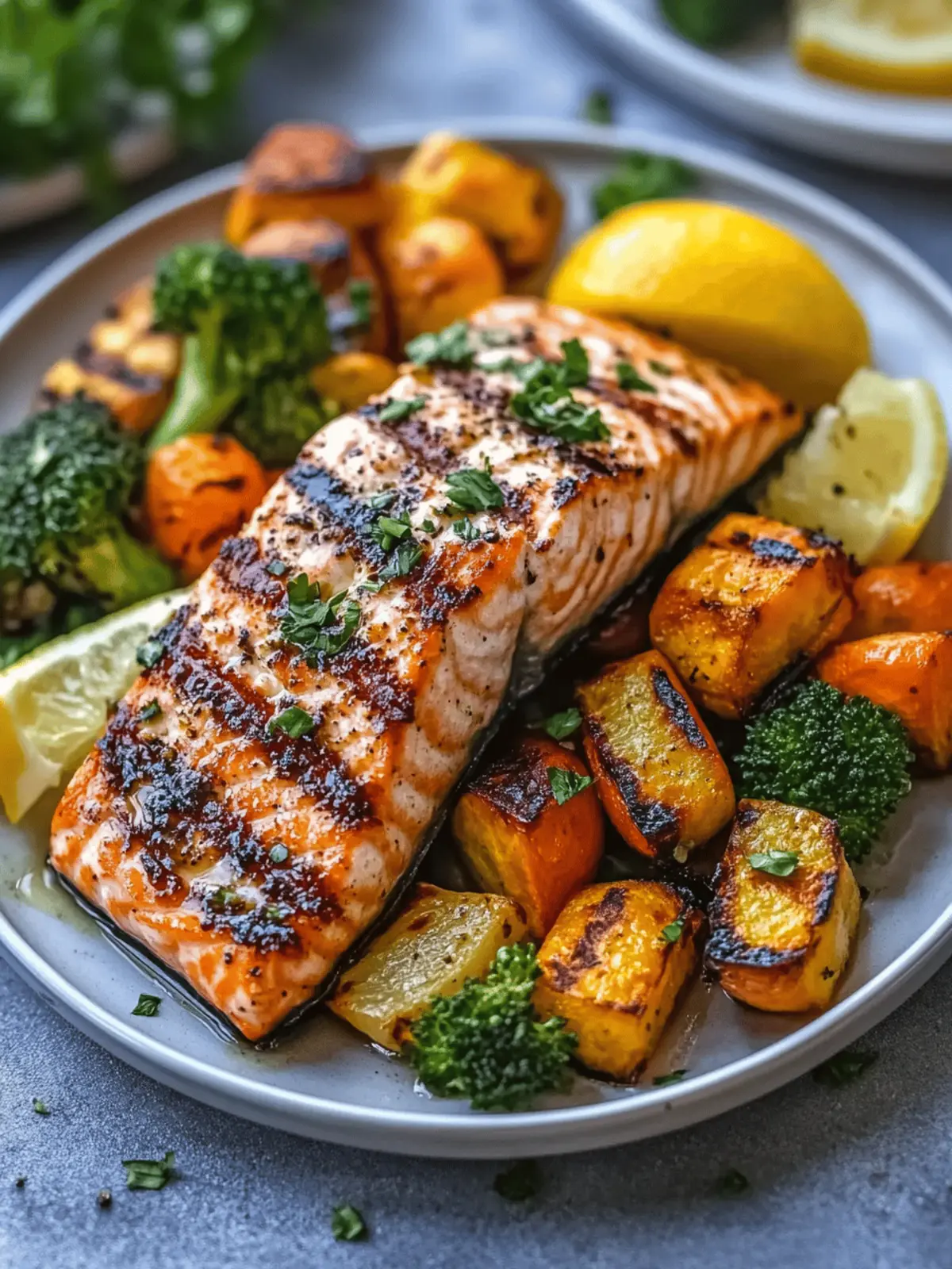 Grilled Lemon Garlic Salmon with Roasted Veggies Bliss 5 Grilled Lemon Garlic Salmon with Roasted Veggies
