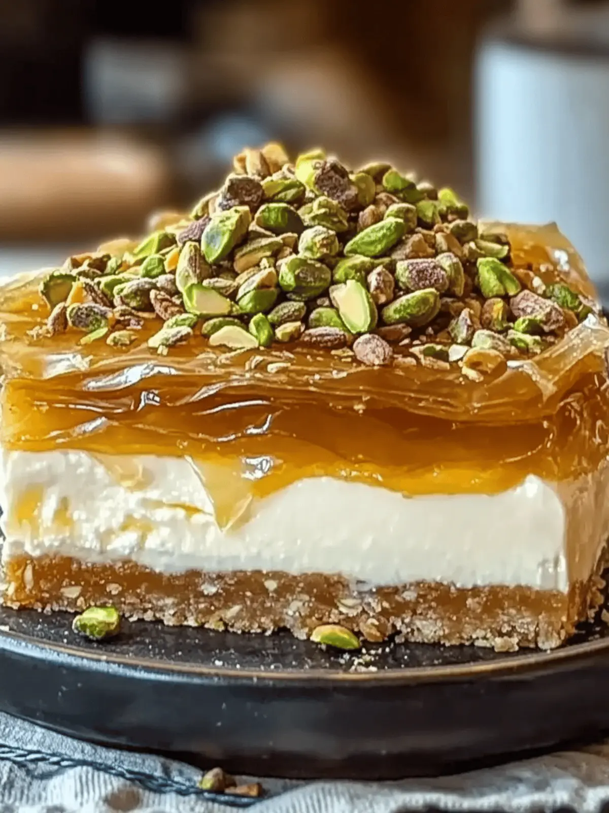 Honey Pistachio Baklava Cheesecake: A Dreamy Dessert Delight 2 Honey Pistachio Baklava Cheesecake
