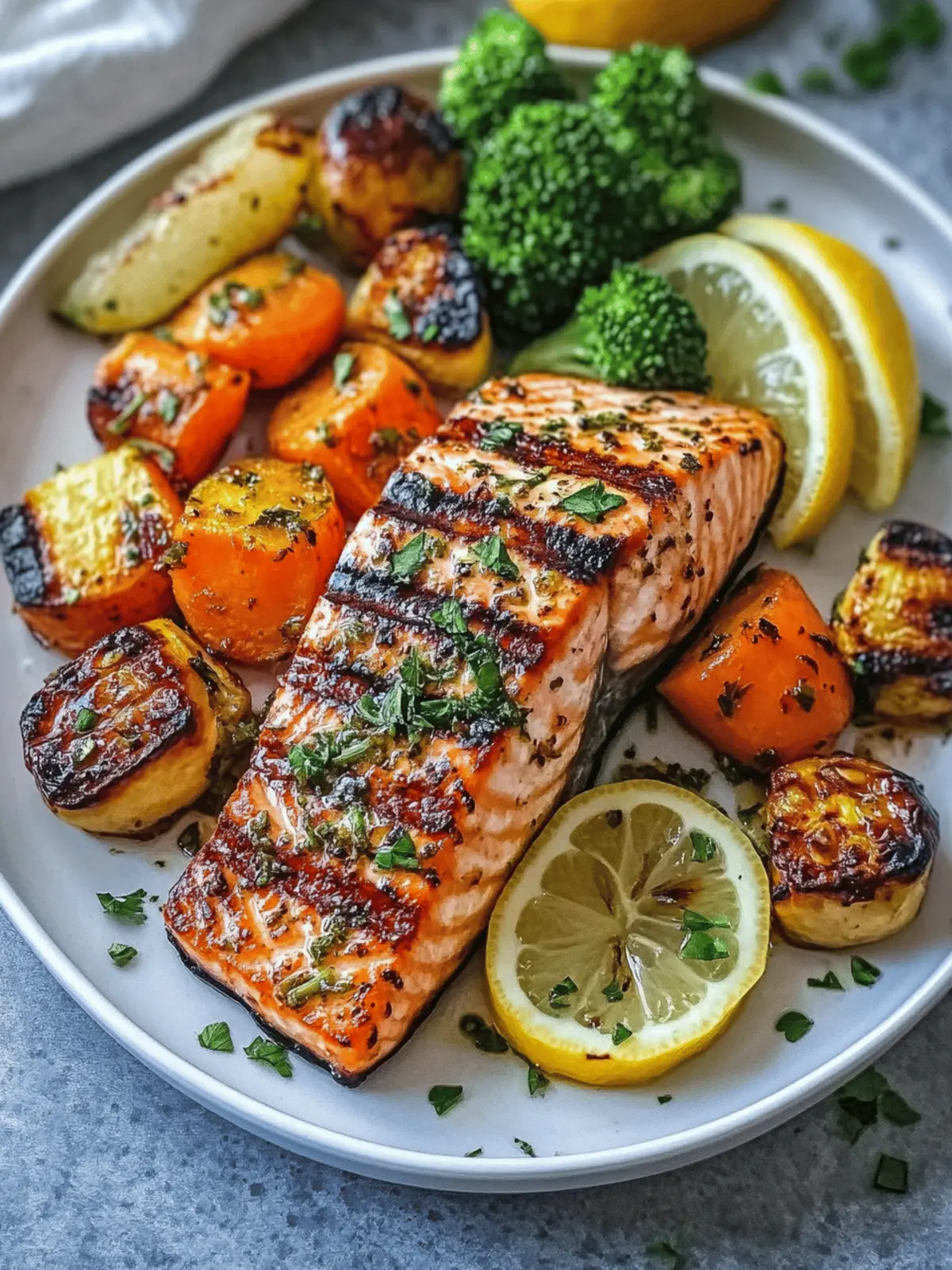 Grilled Lemon Garlic Salmon with Roasted Veggies Bliss 4 Grilled Lemon Garlic Salmon with Roasted Veggies