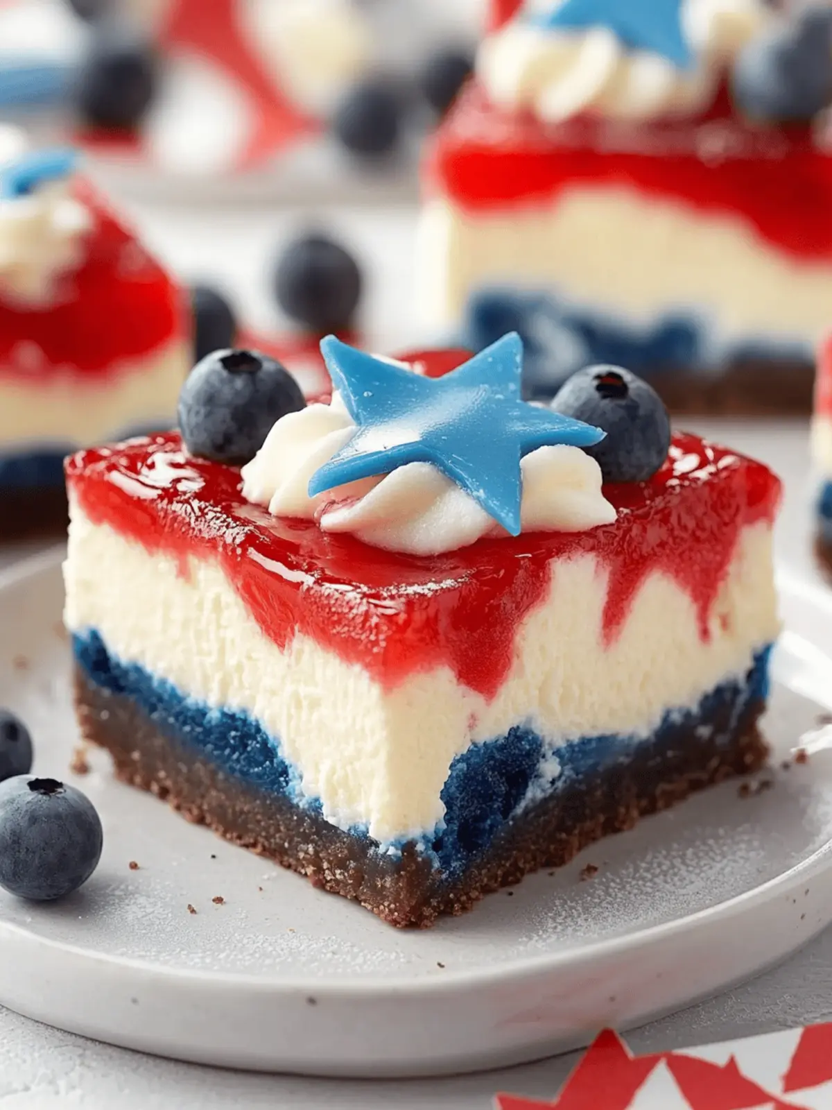 Creamy Red White and Blue Cheesecake Bars for Summer Bliss 5 Creamy Red White and Blue Cheesecake Bars