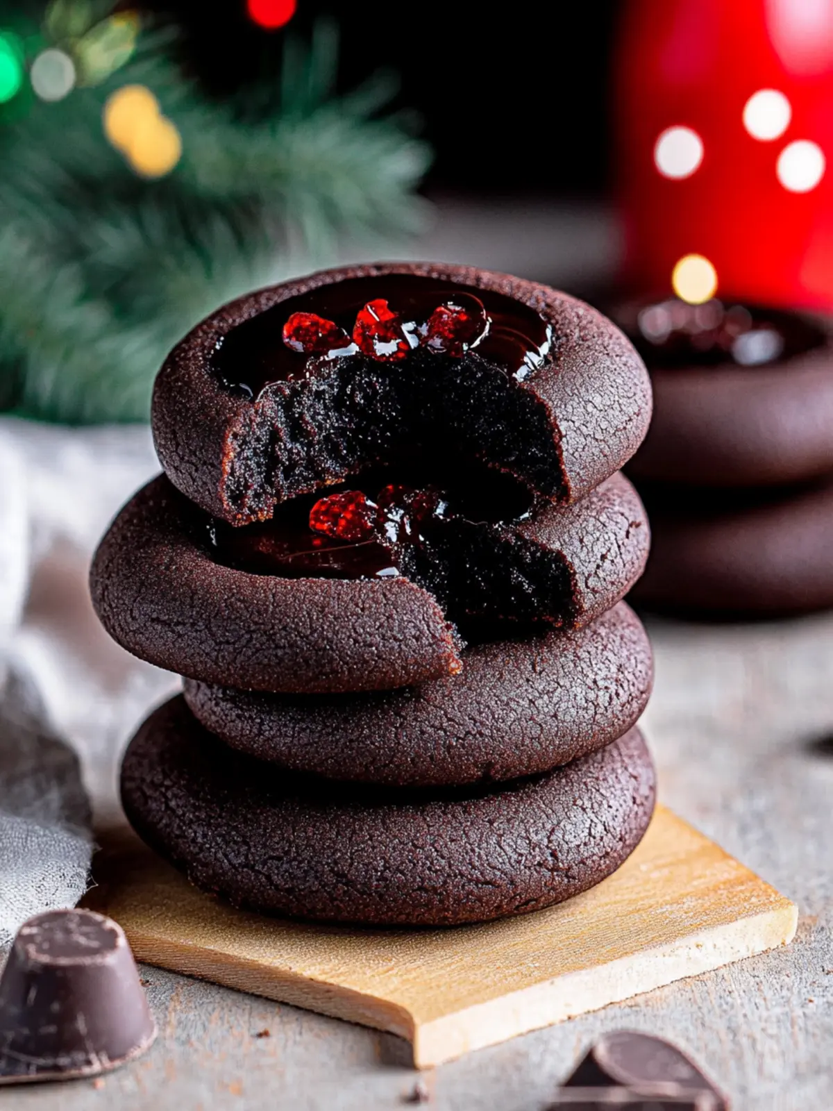 Decadent Chocolate Thumbprint Cookies Filled with Ganache 4 Chocolate Thumbprint Cookies