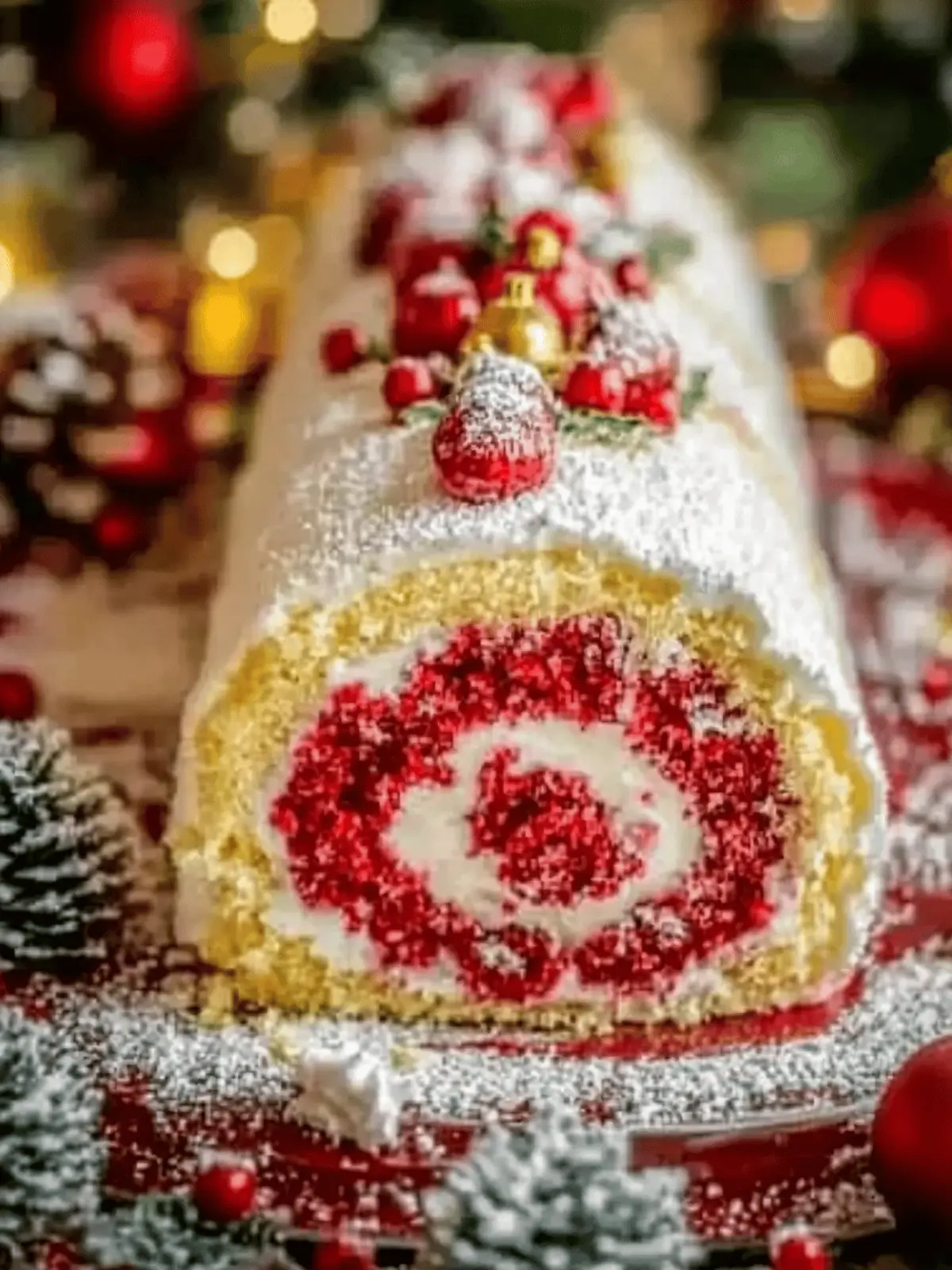Delightful Christmas Roll Cake with Cranberry Whipped Cream 2 Christmas Roll Cake
