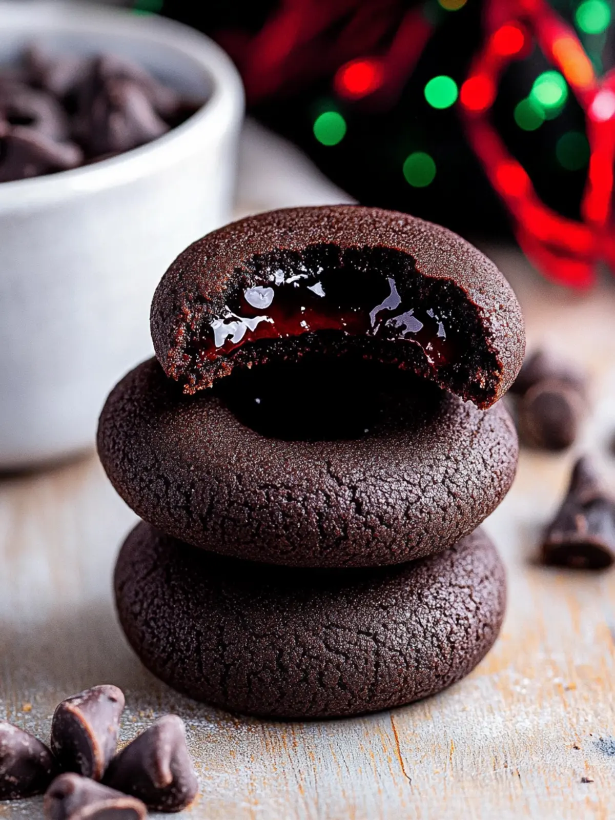 Decadent Chocolate Thumbprint Cookies Filled with Ganache 2 Chocolate Thumbprint Cookies