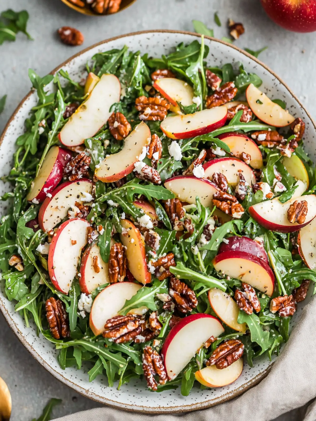 Delicious Apple Arugula Salad Topped with Toasted Pecans 5 Apple Arugula Salad
