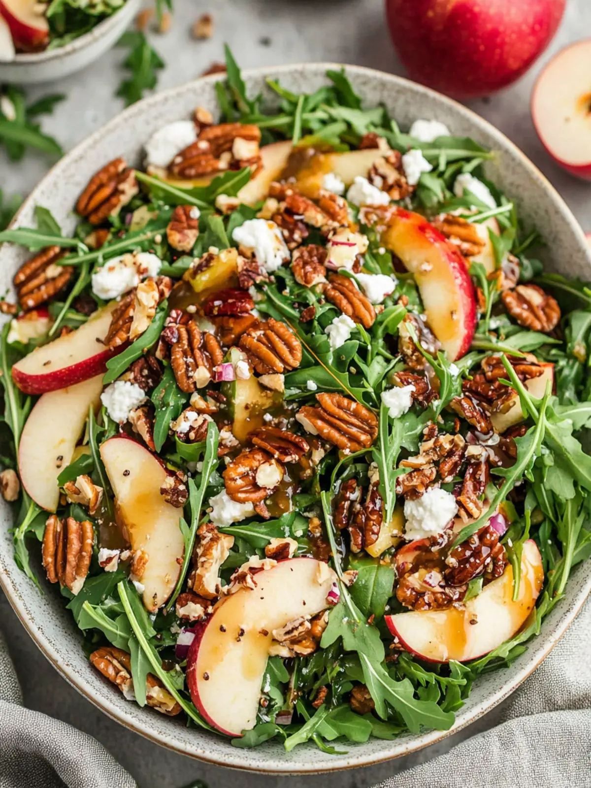 Delicious Apple Arugula Salad Topped with Toasted Pecans 3 Apple Arugula Salad