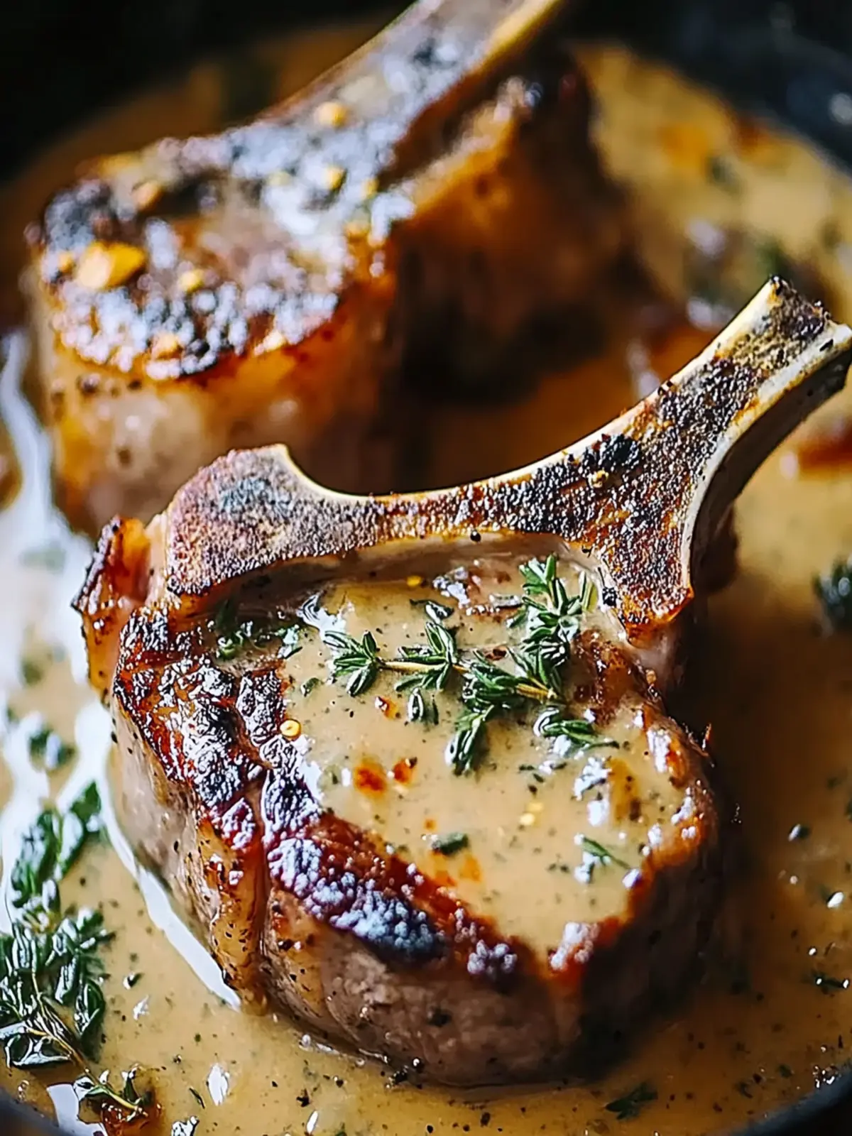 Delicious Lamb Chops with Mustard Thyme Sauce in 30 Minutes 4 Lamb Chops with Mustard Thyme Sauce
