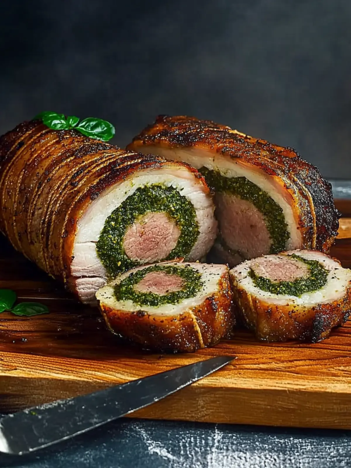 Savory Pork Loin Stuffed with Pesto and Prosciutto Delight 4 Pork Loin Stuffed with Pesto and Prosciutto