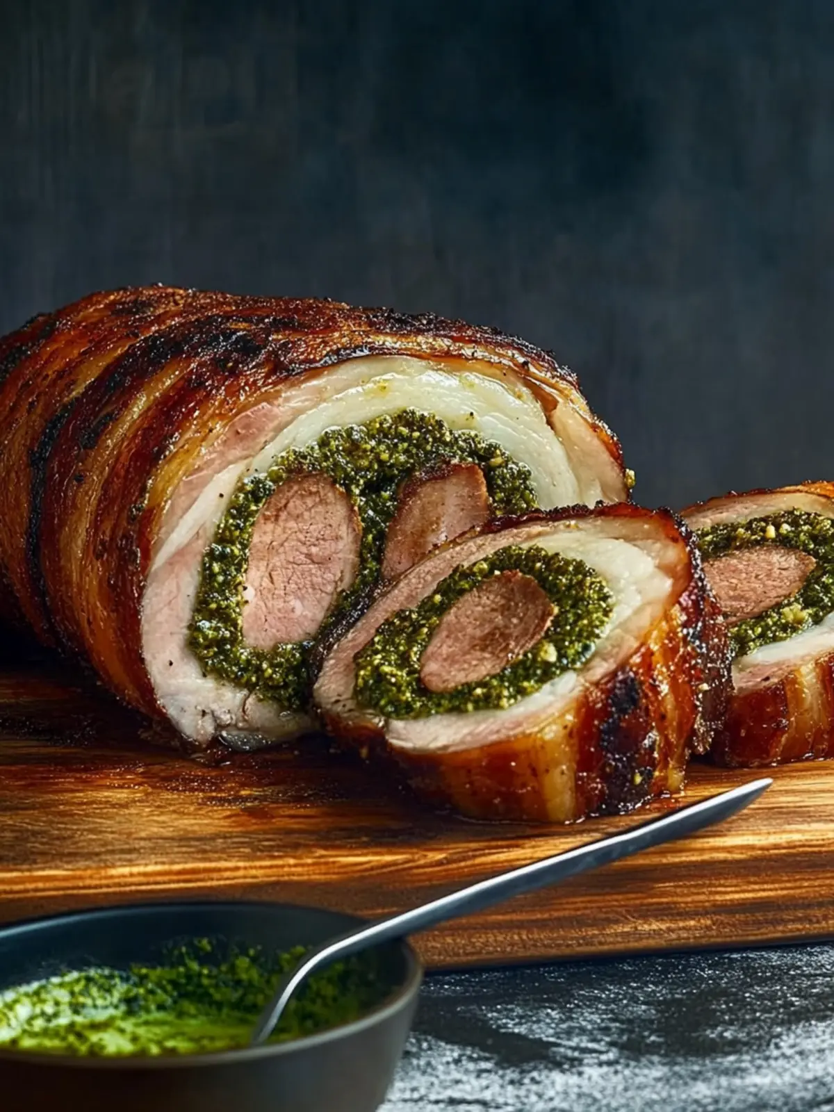 Savory Pork Loin Stuffed with Pesto and Prosciutto Delight 2 Pork Loin Stuffed with Pesto and Prosciutto