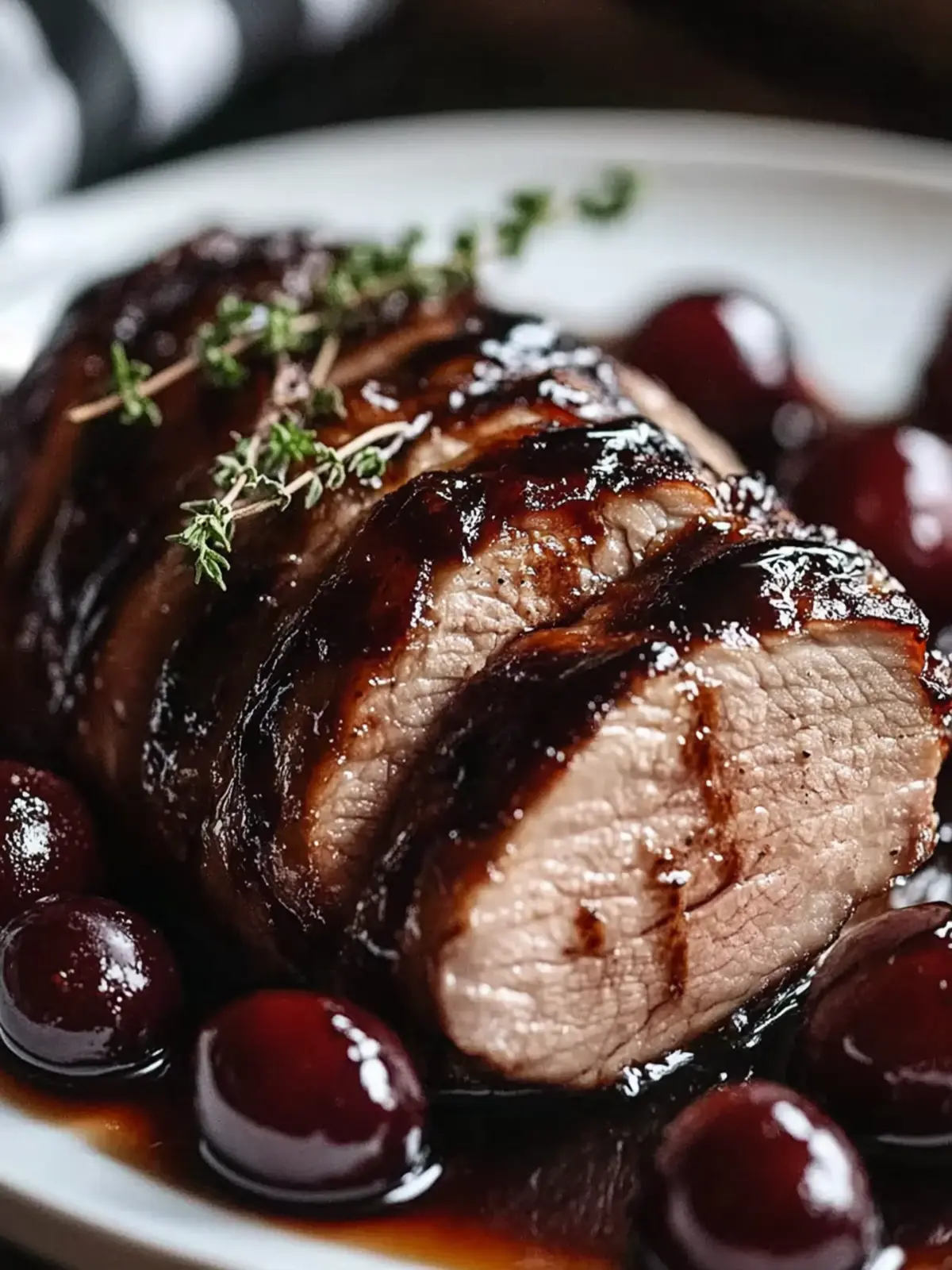 Cherry Balsamic Glazed Pork Tenderloin Ready in 40 Minutes 5 Cherry Balsamic Glazed Pork Tenderloin