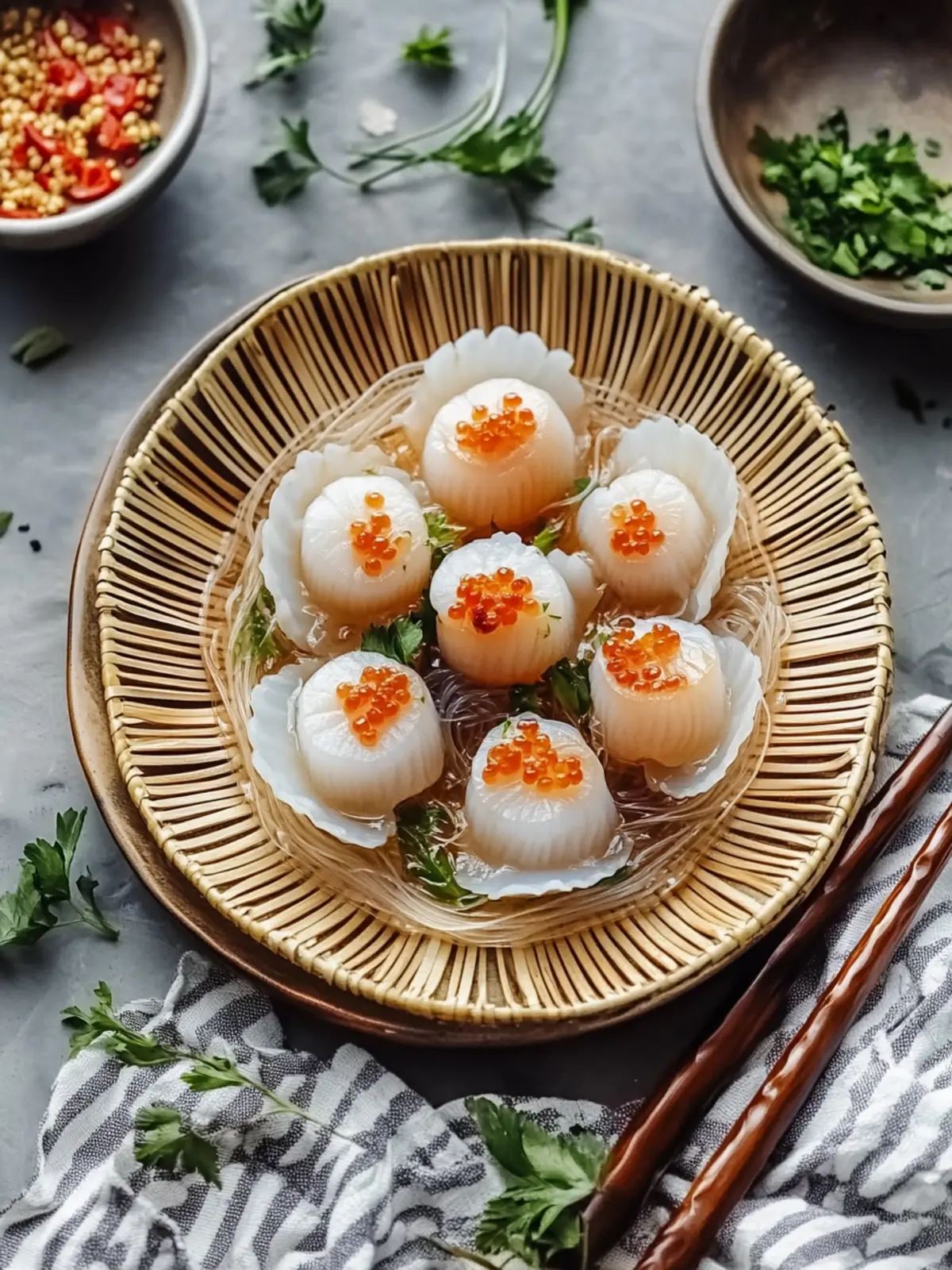 Steamed Scallops with Glass Noodles for an Impressive Dinner 2 Steamed Scallops with Glass Noodles