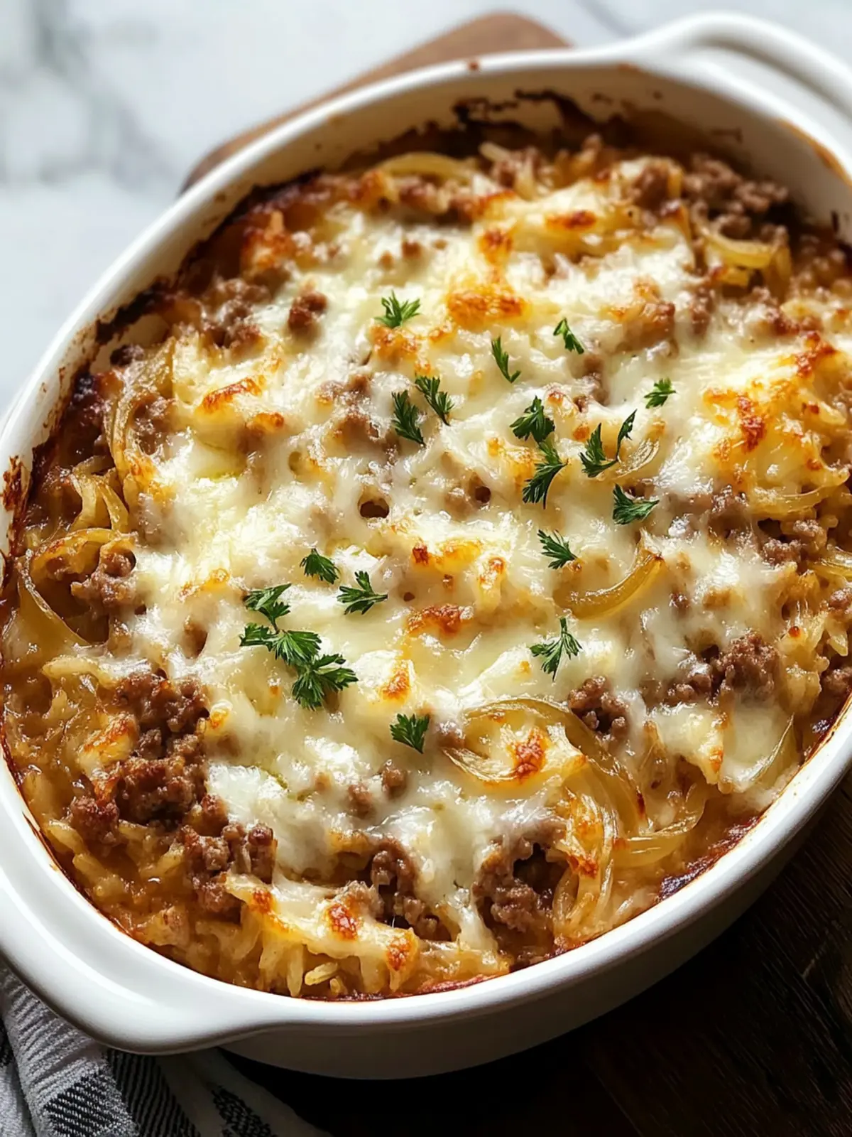 Quick French Onion Ground Beef Rice Casserole