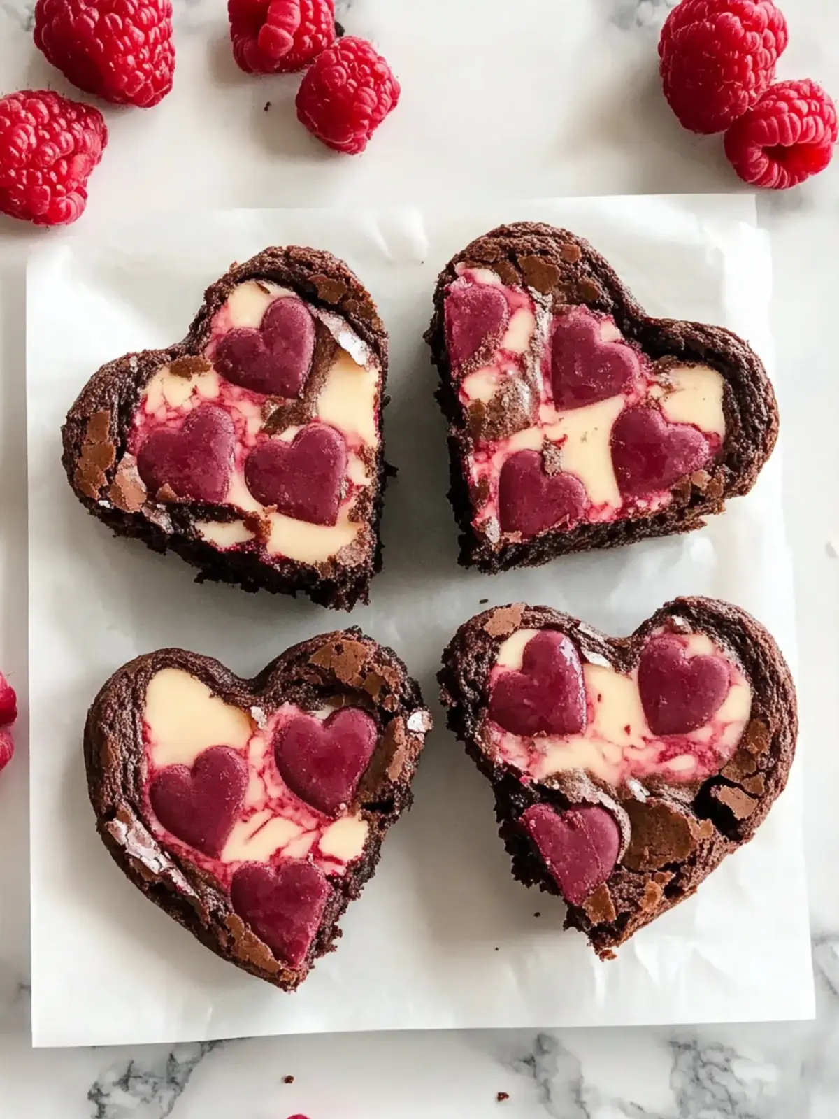 Delicious Heart Shaped Brownies with Raspberry Swirl Recipe 3 Heart Shaped Brownies