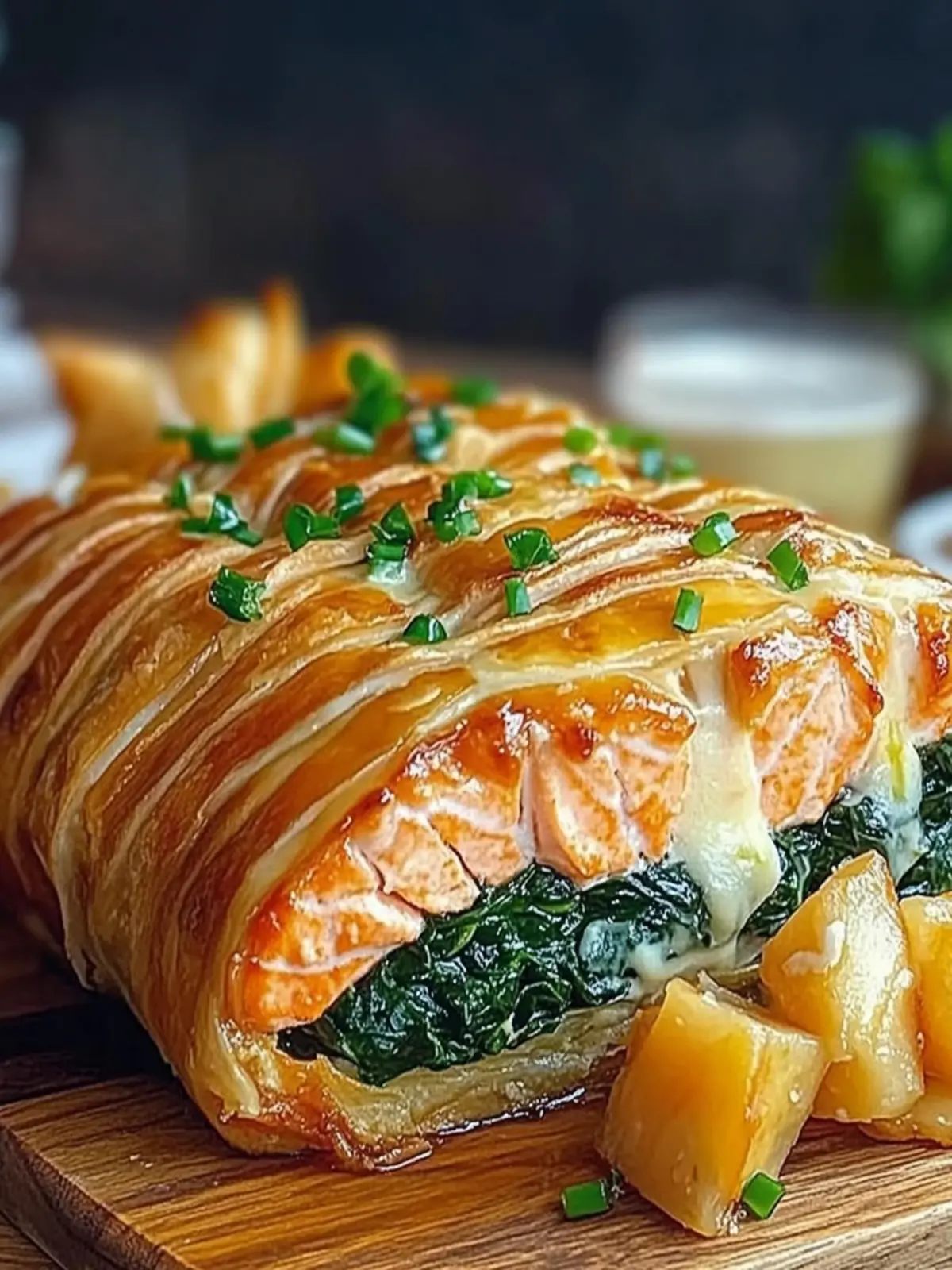 Spinach and Cheese Stuffed Salmon Wellington