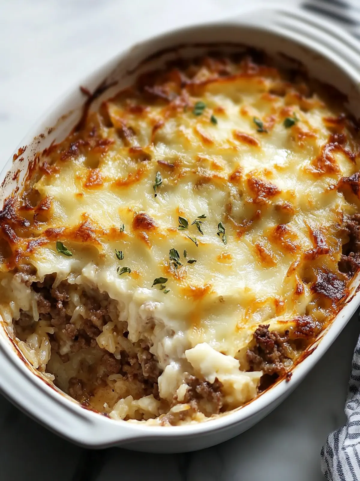 Quick French Onion Ground Beef Rice Casserole