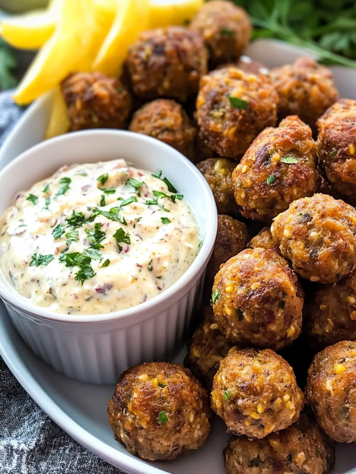 Savory Creole Sausage Balls with Zesty Remoulade Sauce Recipe 2 Creole Sausage Balls with Remoulade Sauce