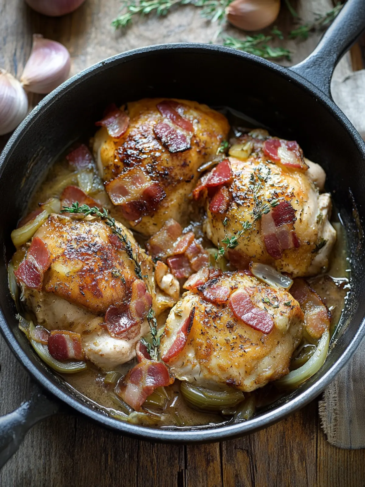 Savory Chicken Fricassée with Shallots and Bacon Delight 3 Chicken Fricassée with Shallots and Bacon