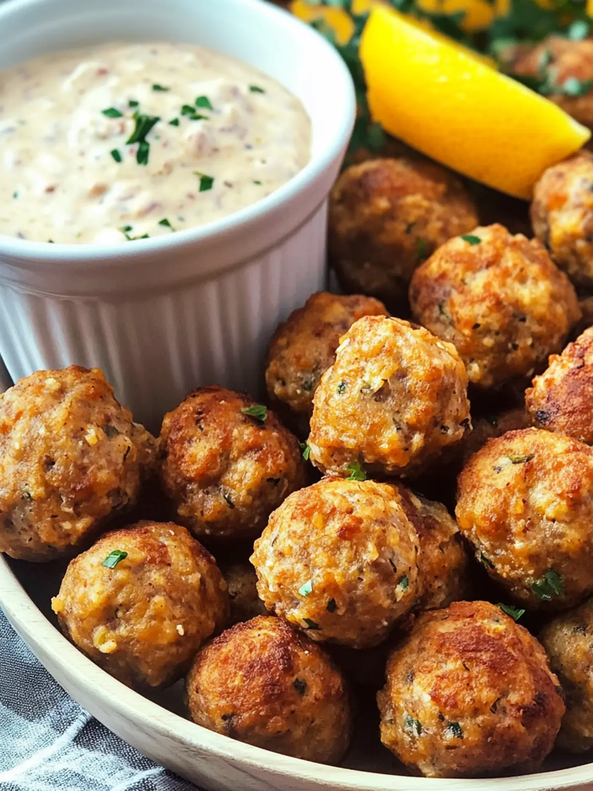 Savory Creole Sausage Balls with Zesty Remoulade Sauce Recipe 4 Creole Sausage Balls with Remoulade Sauce
