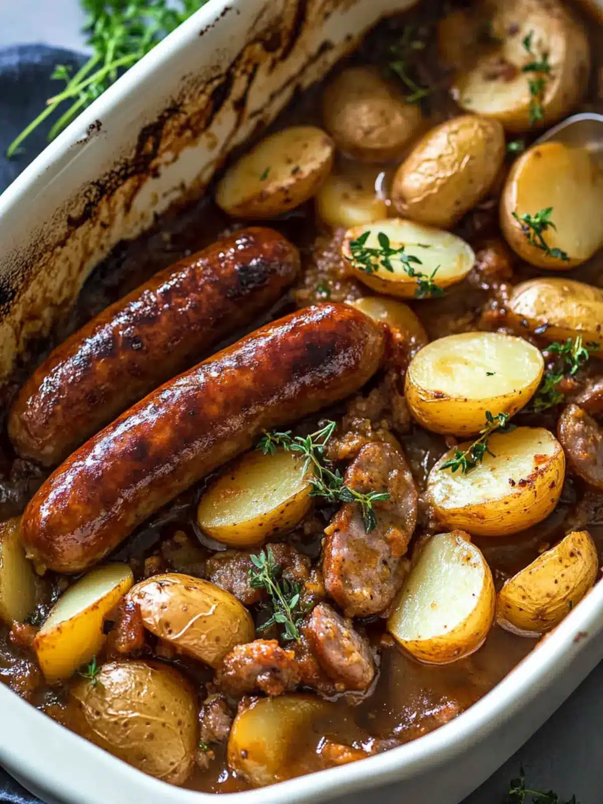 Sausage Bake with Potatoes and Gravy