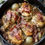 Savory Chicken Fricassée with Shallots and Bacon Delight 3 Chicken Fricassée with Shallots and Bacon