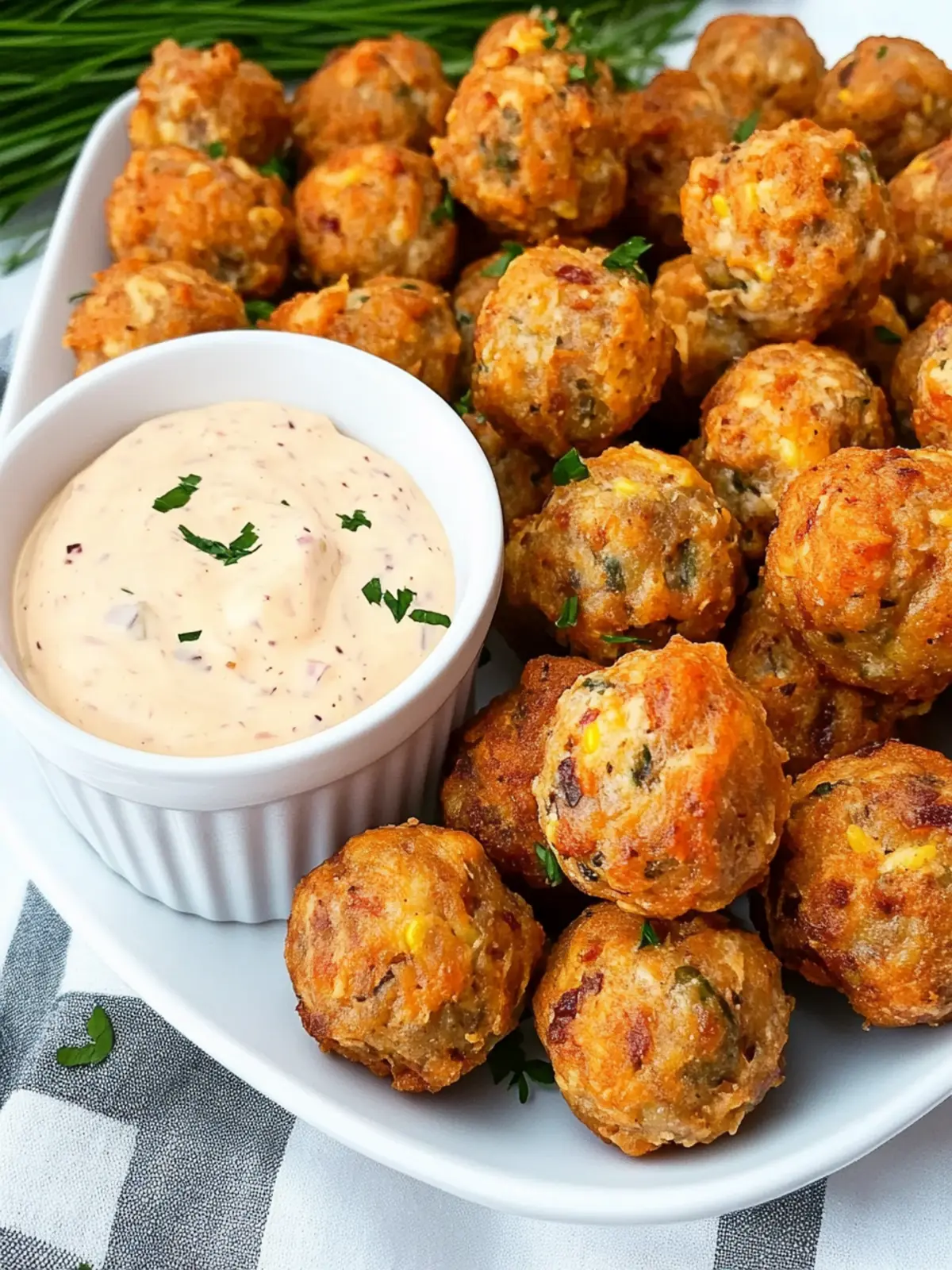 Savory Creole Sausage Balls with Zesty Remoulade Sauce Recipe 3 Creole Sausage Balls with Remoulade Sauce