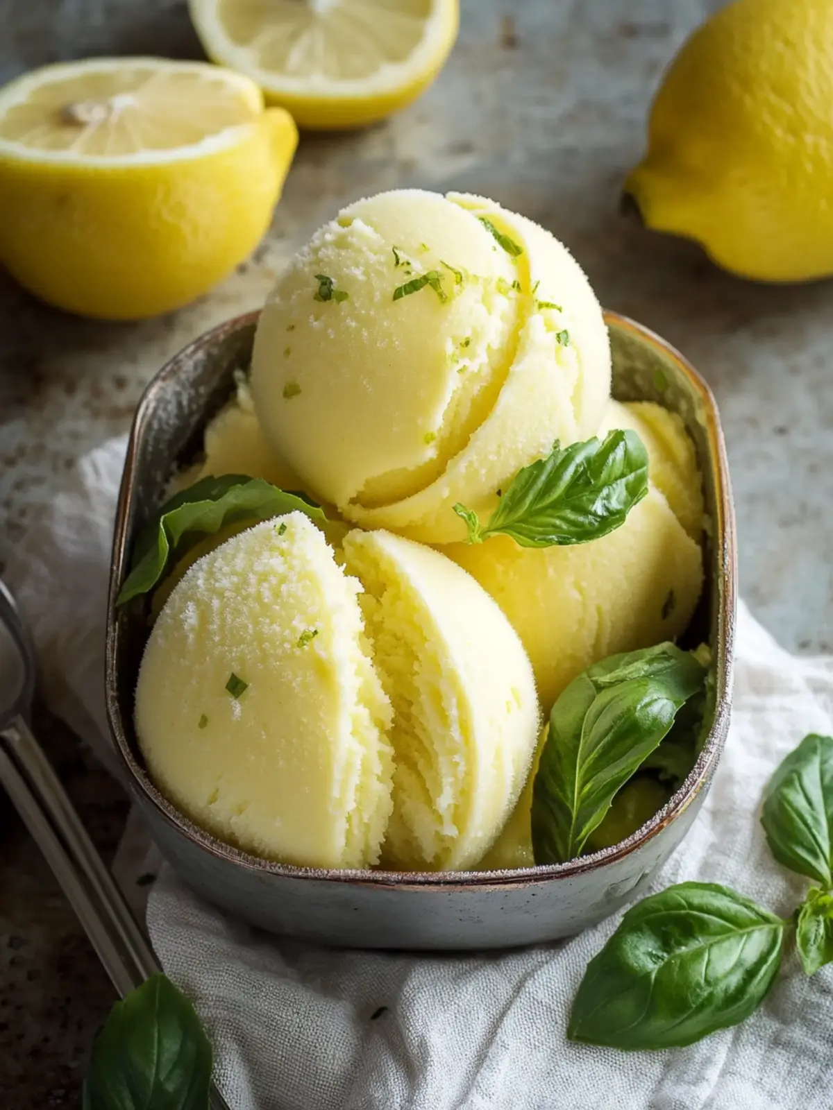Lemon Basil Sorbet: Refreshingly Easy Summer Delight 3 Lemon Basil Sorbet