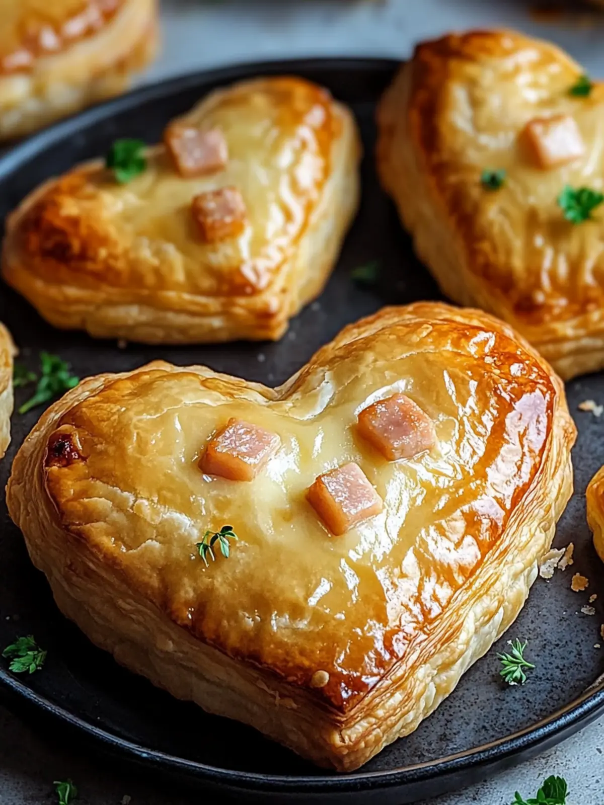Ham and Cheese Puff Pastry Hearts for a Gourmet Snack Delight 4 Ham and Cheese Puff Pastry Hearts