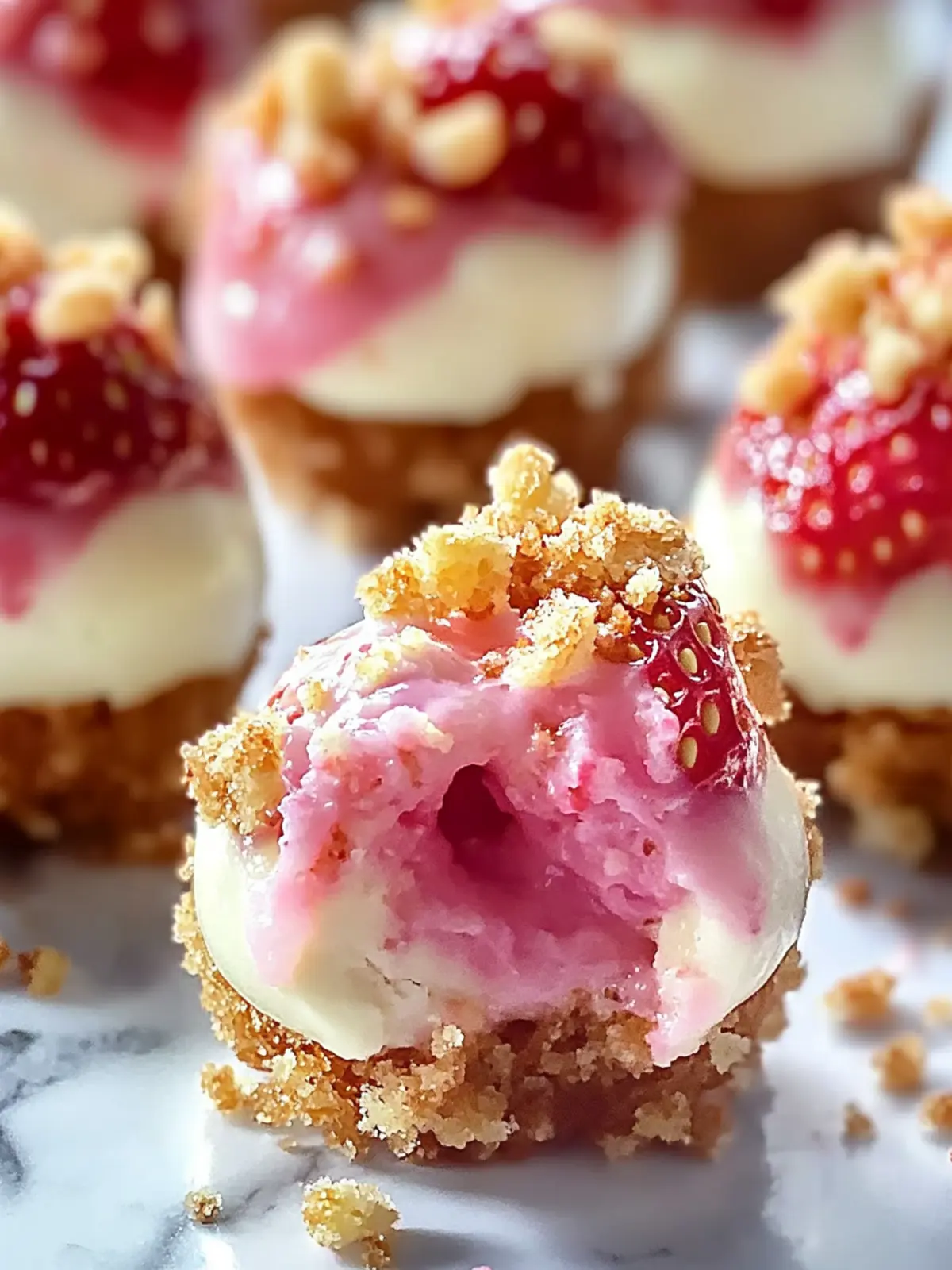 Strawberry Crunch Cheesecake Bites