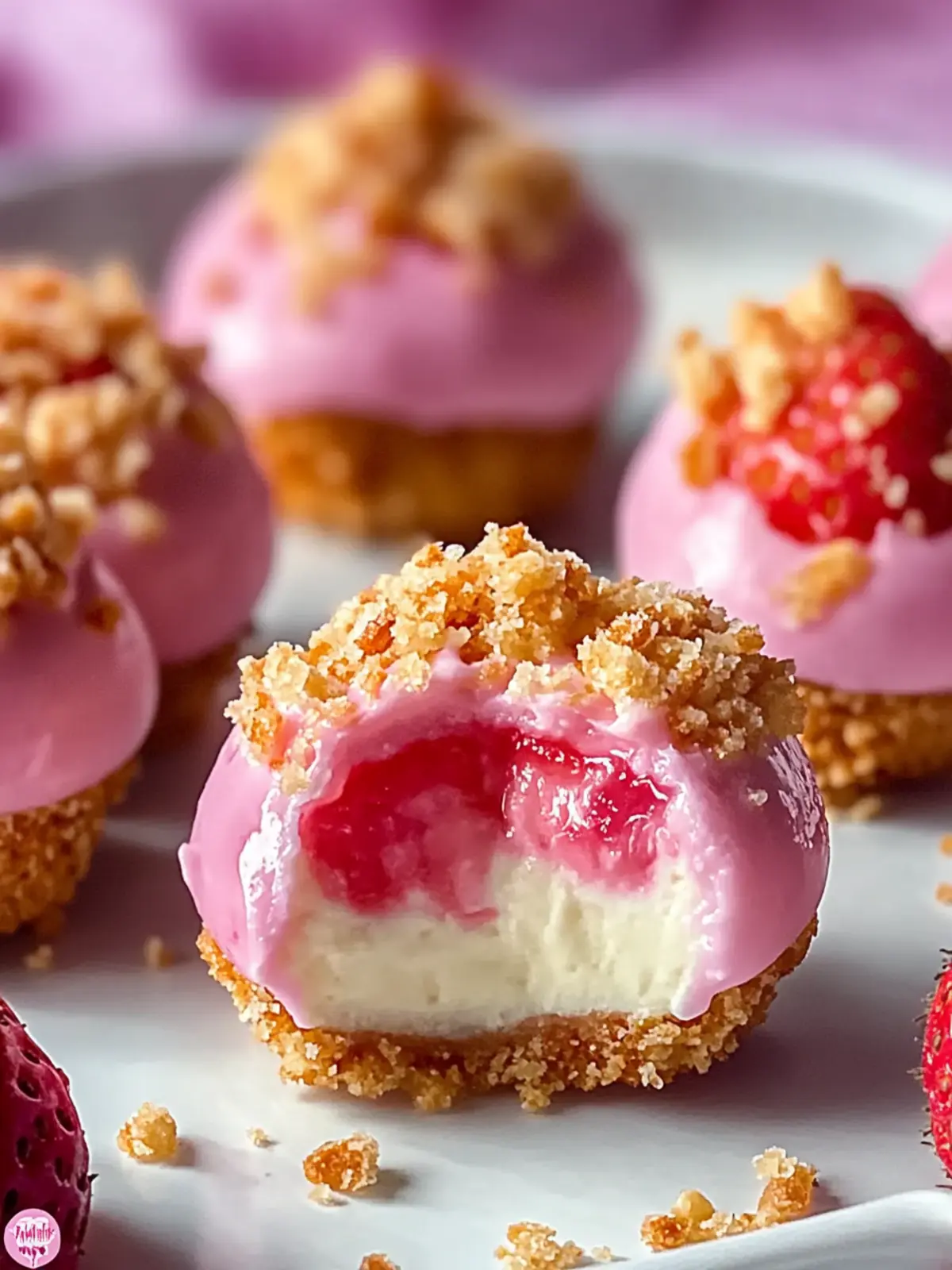 Strawberry Crunch Cheesecake Bites