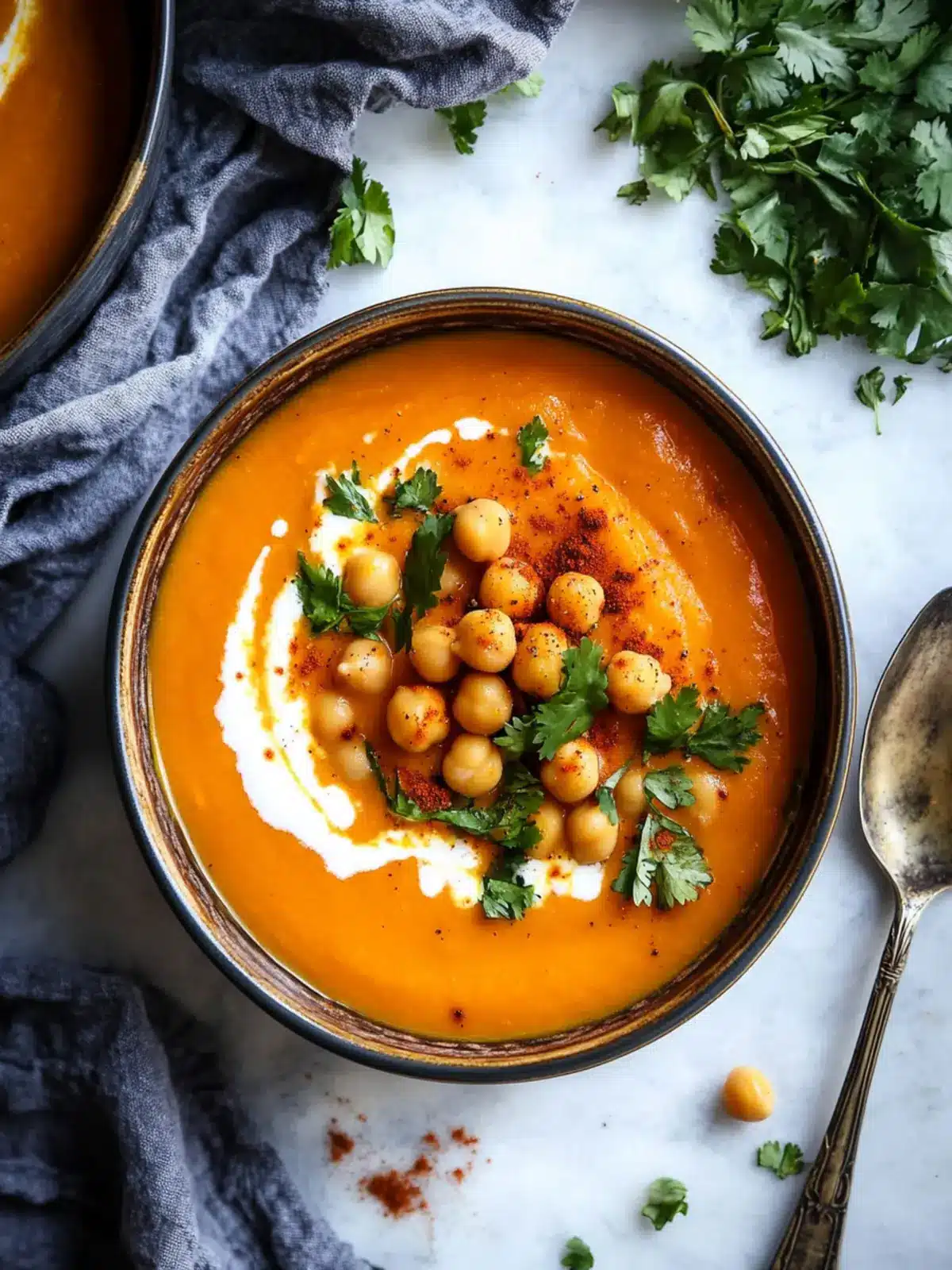 Savory Moroccan Sweet Potato Soup with Chickpeas Magic 2 Moroccan Sweet Potato Soup with Chickpeas