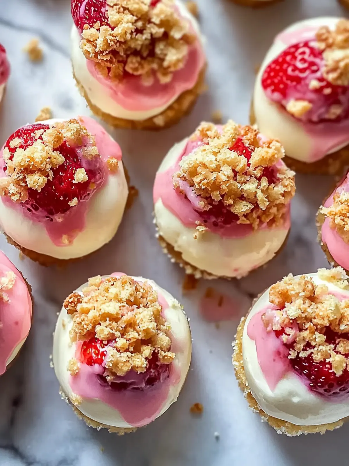 Strawberry Crunch Cheesecake Bites