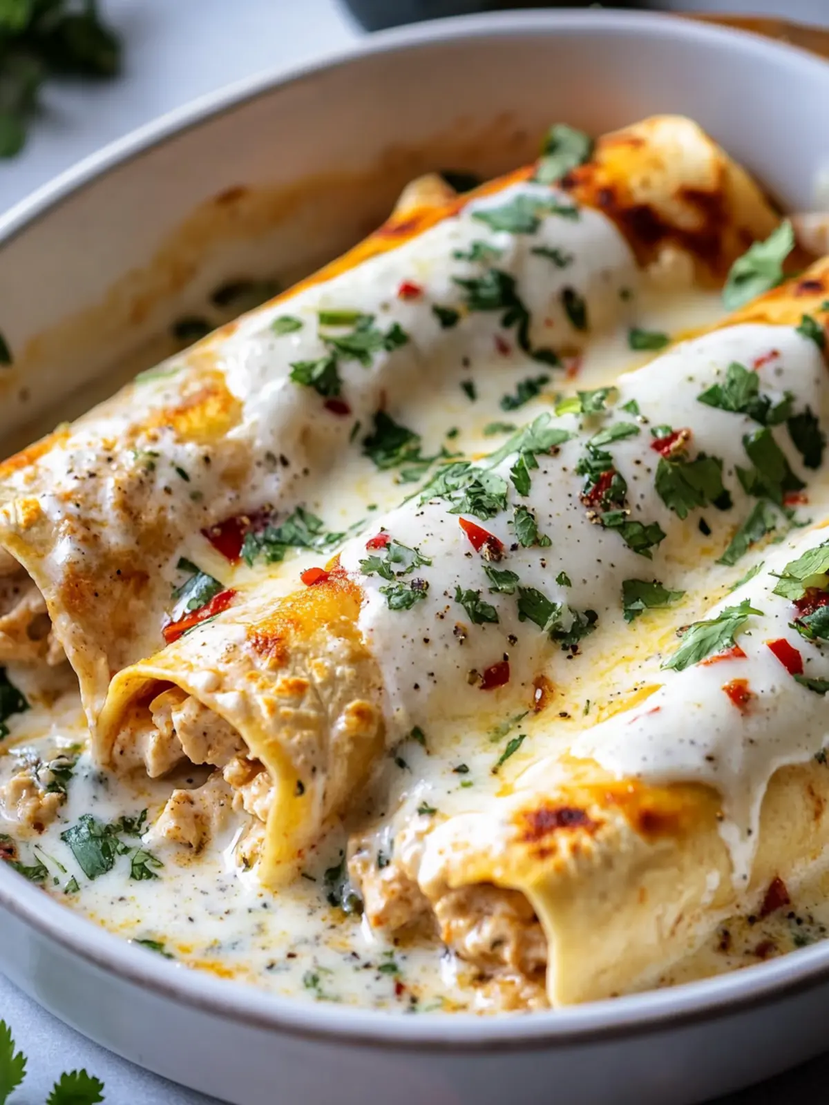 Creamy Chicken Enchiladas With White Sauce You’ll Love 3 Chicken Enchiladas With White Sauce