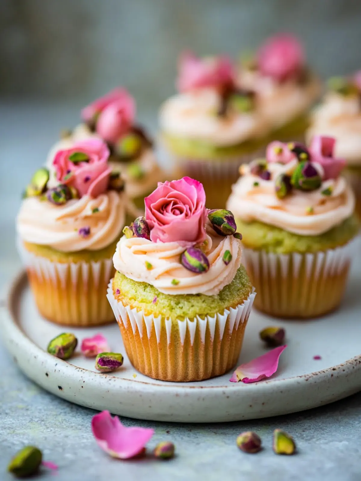 Vegan Mini Rose Pistachio Cupcakes for Joyful Celebrations 5 Vegan Mini Rose Pistachio Cupcakes